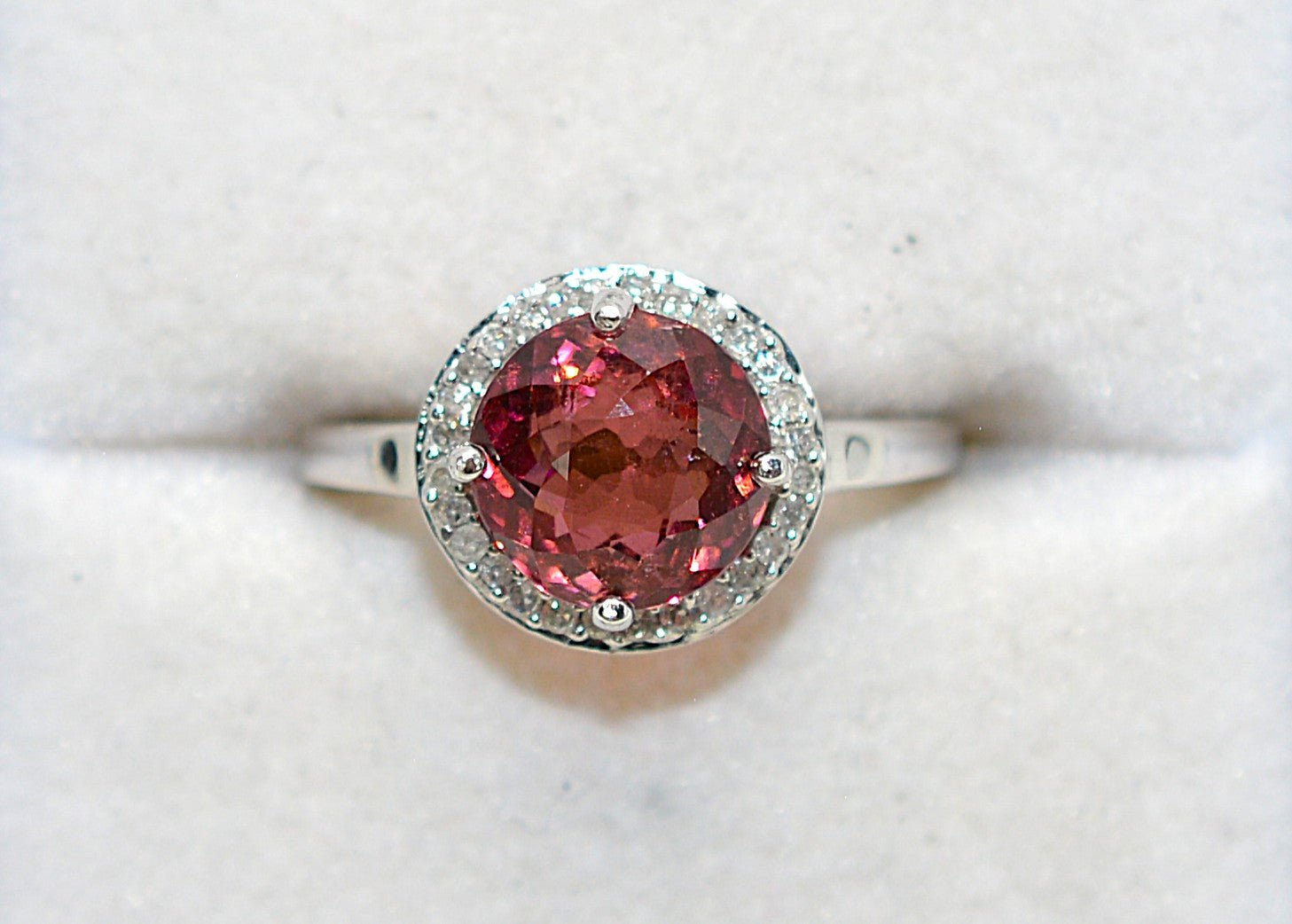 Natural Rubellite & Diamond Ring 10K Solid White Gold 2.94tcw Engagement Ring Gemstone Ring Statement Ring Pink Tourmaline Birthstone Ring