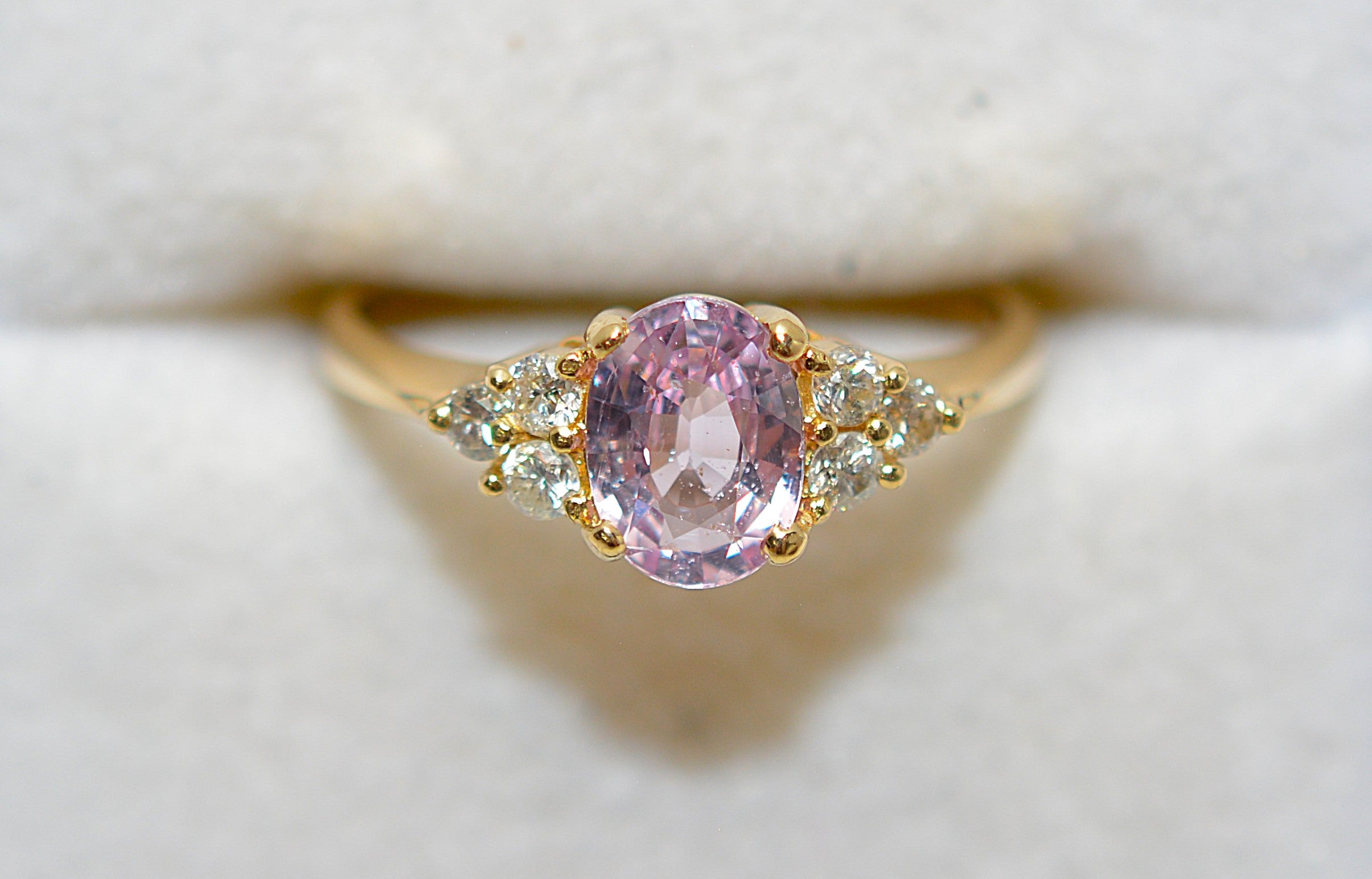 Natural Padparadscha Sapphire & Diamond Ring 18K Solid Gold 1.23tcw Pink Gemstone Ring Engagement Ring Birthstone Ring Statement Ring