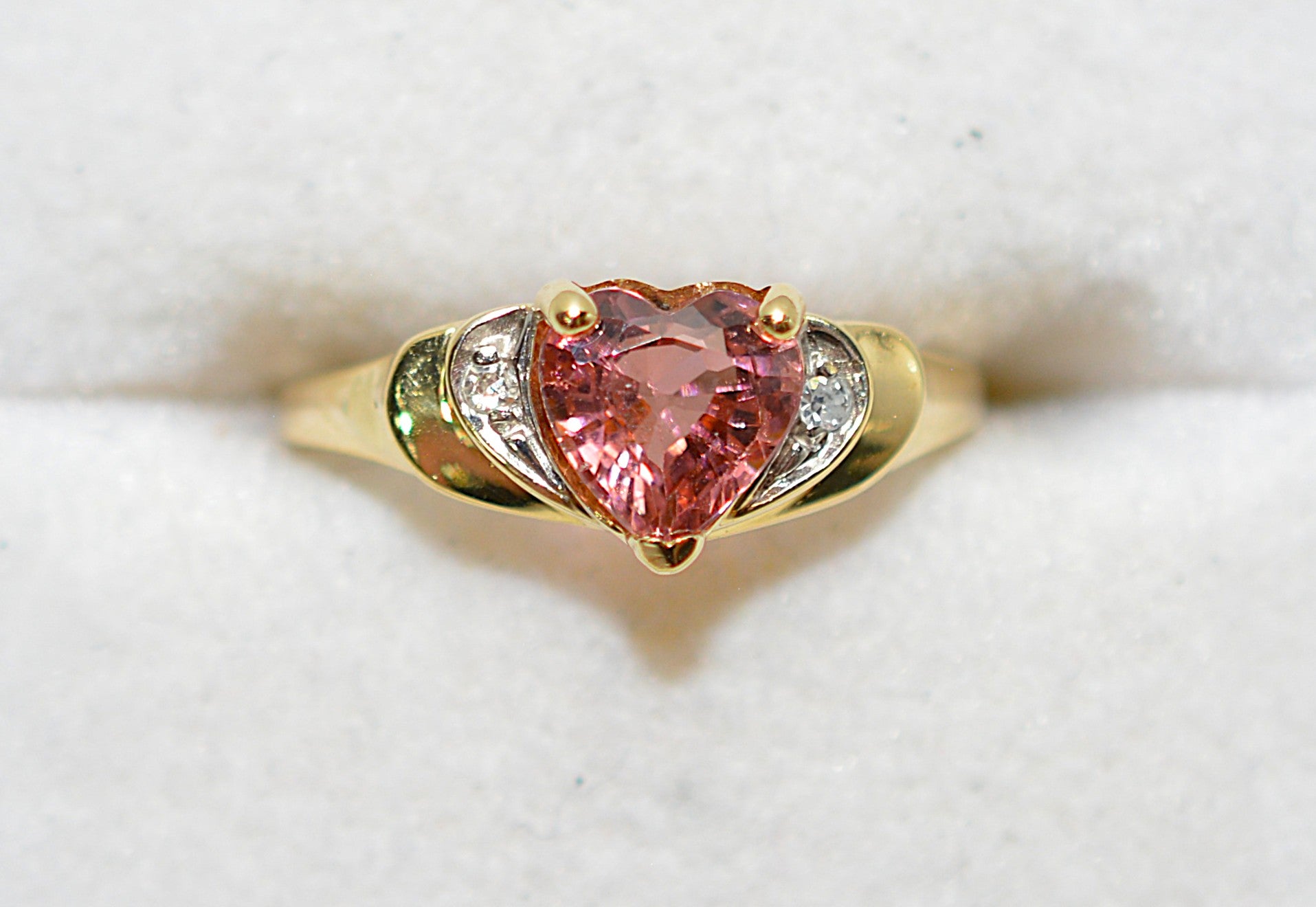 Natural Padparadscha Sapphire & Diamond Ring 14K Gold .88tcw Heart Gemstone Pink Ring September Birthstone Promise Ring Anniversary Ring