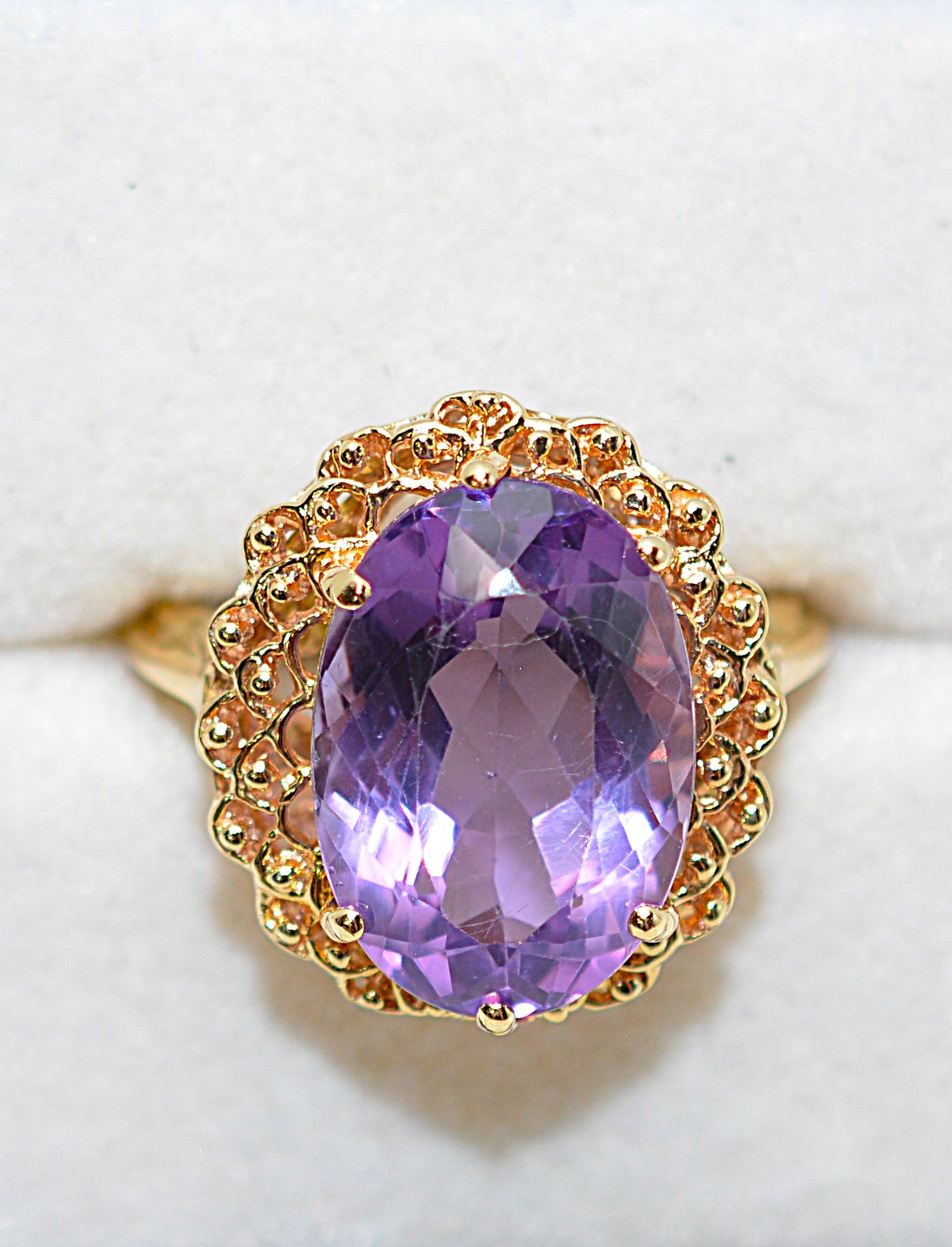 Natural Amethyst Ring 18K Solid Gold Ring 9.28ct Gemstone Ring Estate Statement Ring Cocktail Ring Purple Gemstone February Birthstone Ring