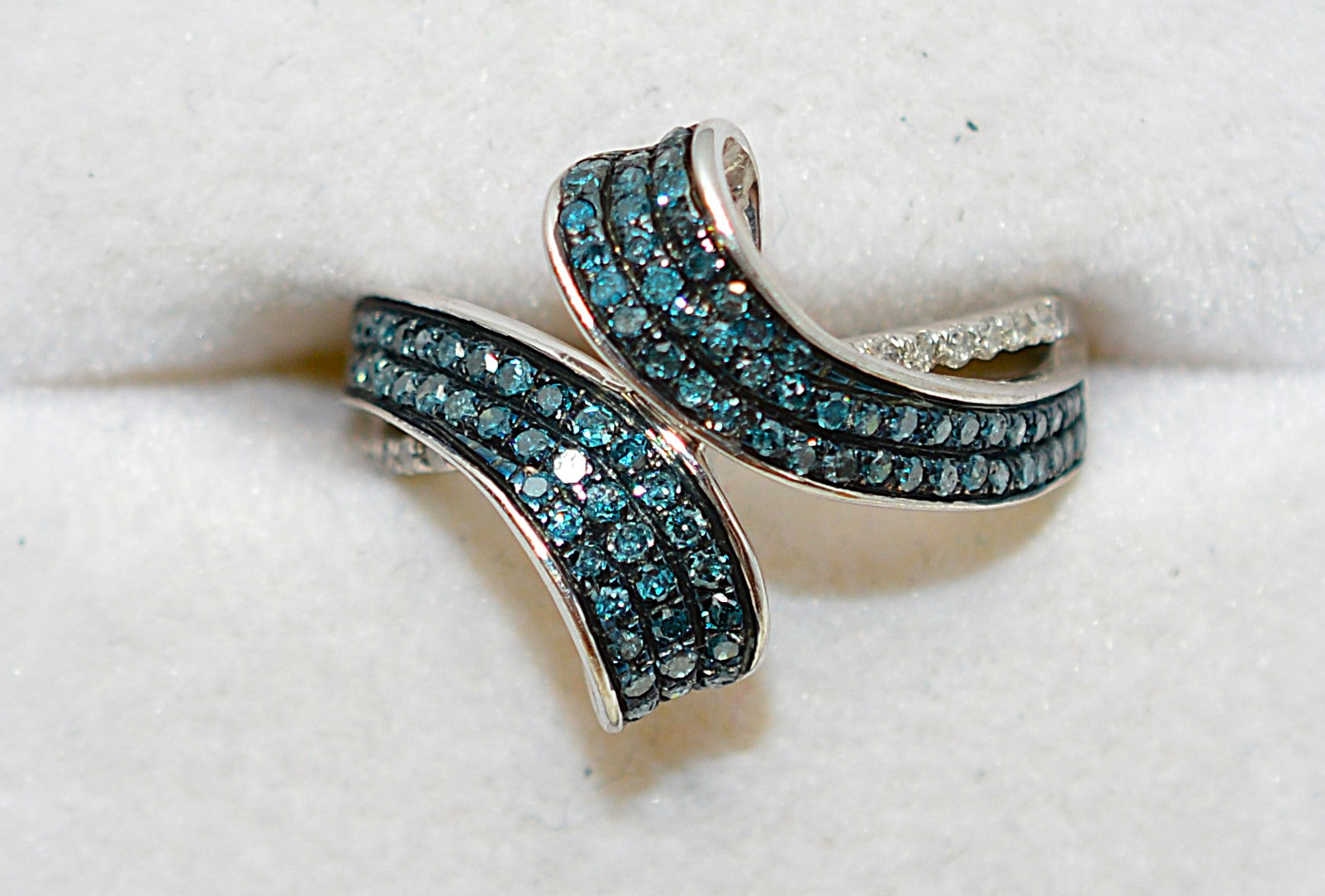 Fancy Blue Diamond Ring 10K White Gold .61tcw Gemstone Ring Cluster Ring Multistone Ring Blue Ring April Birthstone Statement Ring