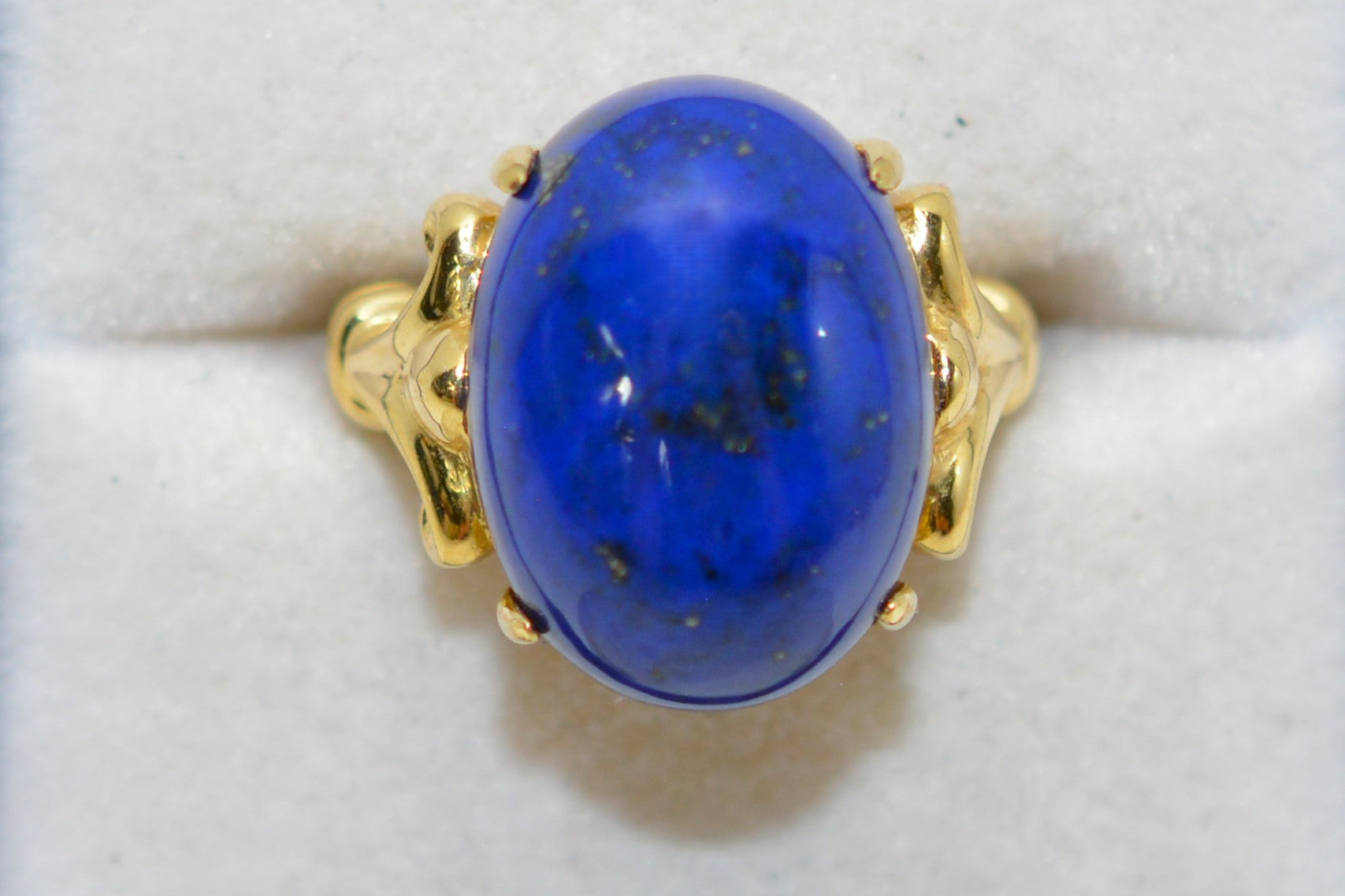 Natural Lapis Lazuli Ring 14K Solid Gold Solitaire Ring Gemstone Ring Blue Ring Cocktail Ring Ladies Ring Vintage Estate Jewelry
