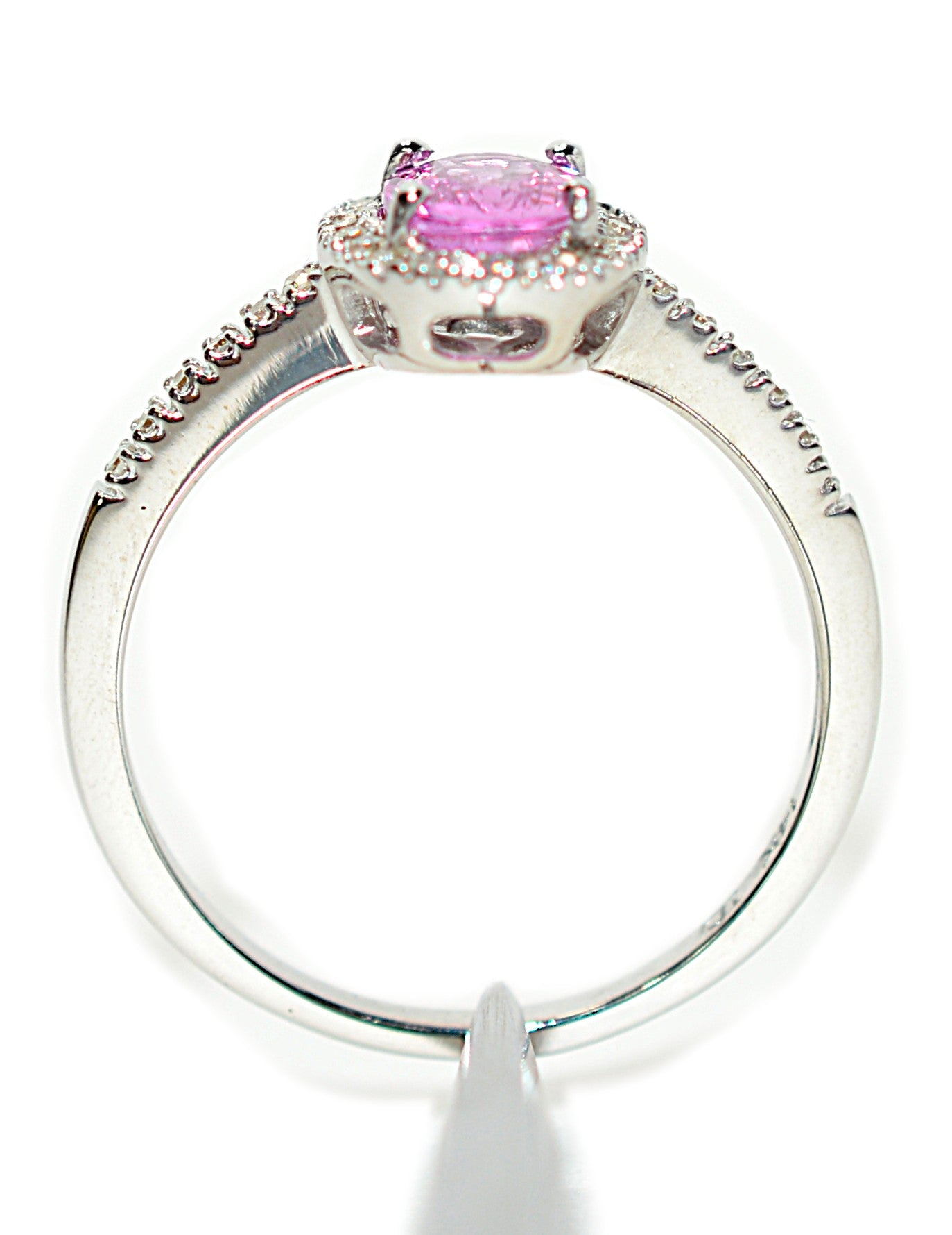 Natural Padparadscha Sapphire & Diamond Ring 14K White Gold 1.04tcw Pink Gemstone Ring Engagement Ring Birthstone Ring Statement Ring