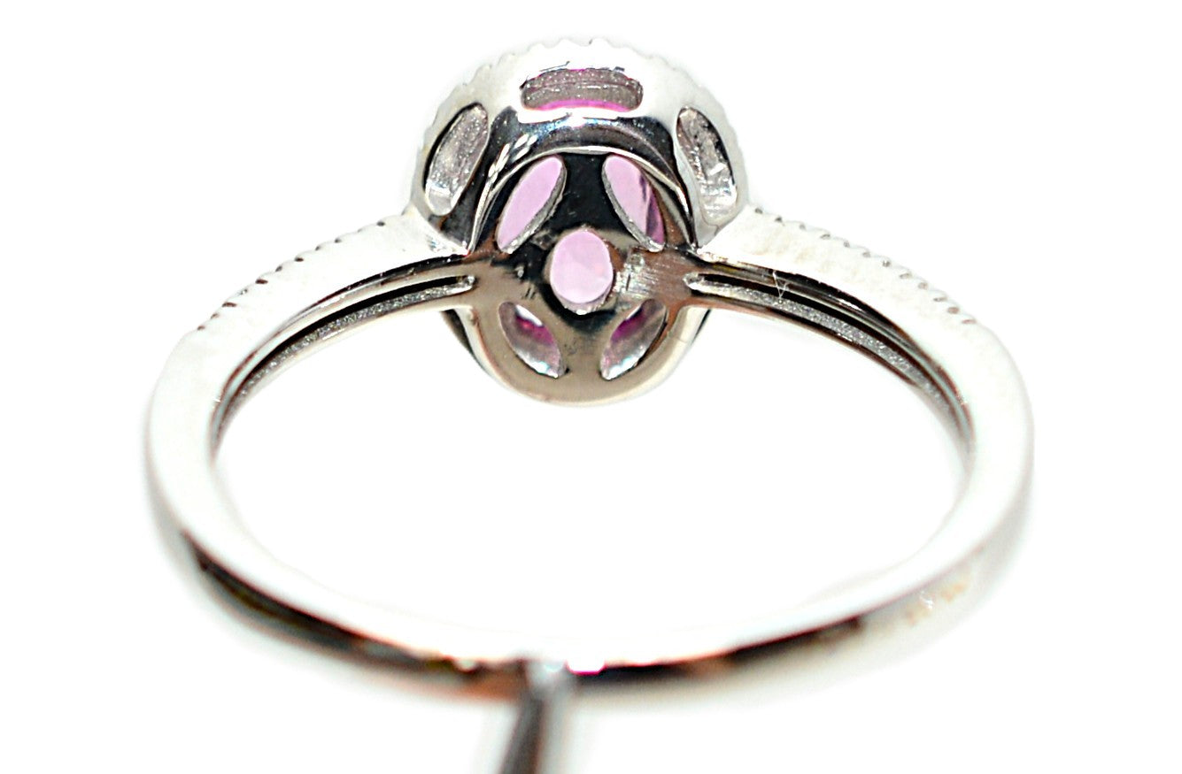 Natural Padparadscha Sapphire & Diamond Ring 14K White Gold 1.04tcw Pink Gemstone Ring Engagement Ring Birthstone Ring Statement Ring