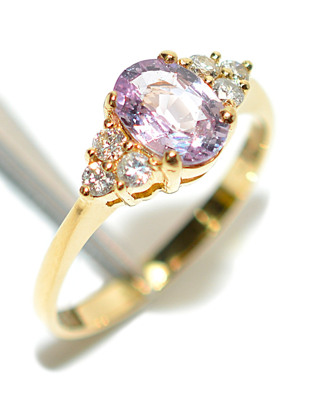 Natural Padparadscha Sapphire & Diamond Ring 18K Solid Gold 1.23tcw Pink Gemstone Ring Engagement Ring Birthstone Ring Statement Ring