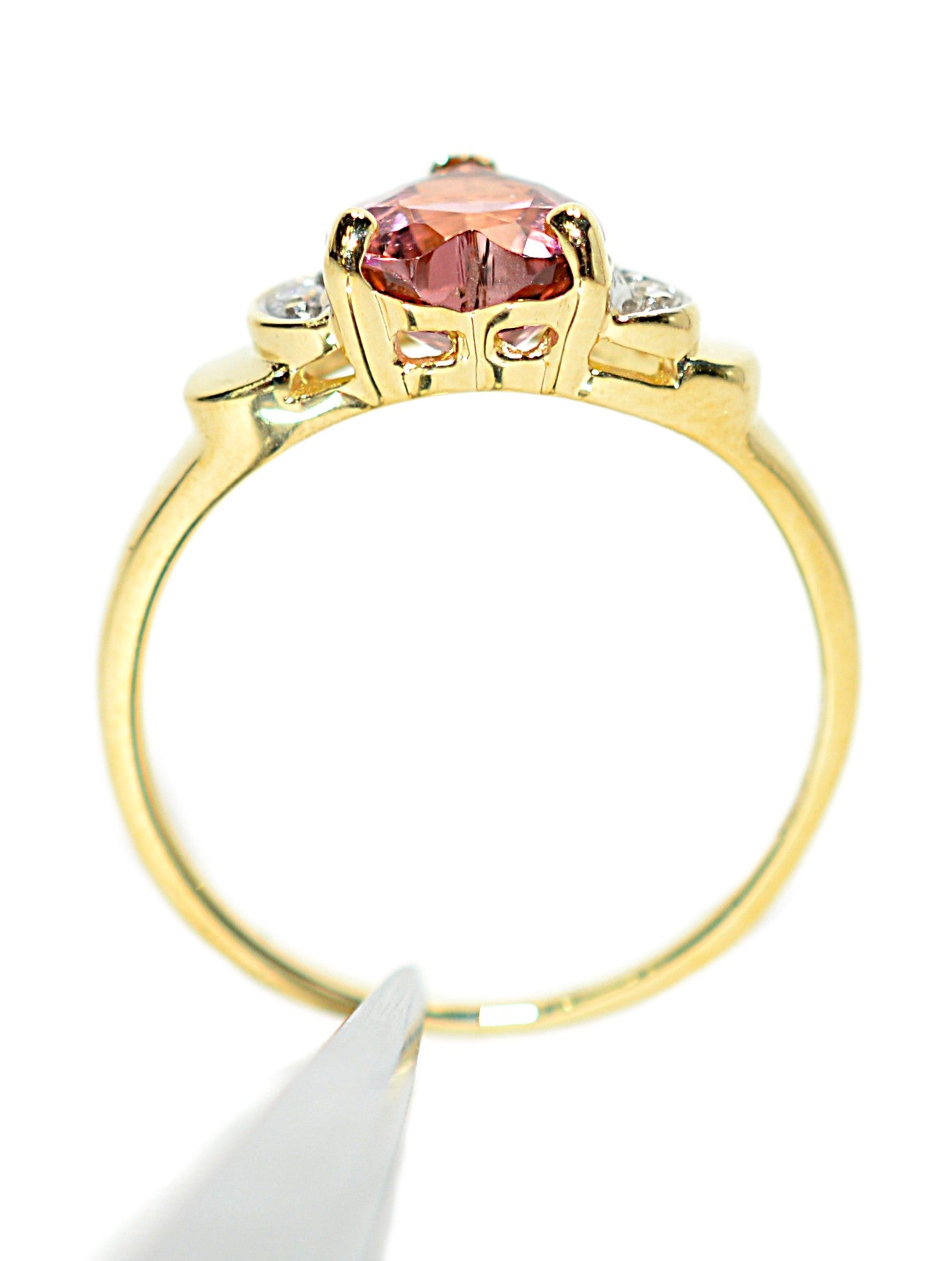 Natural Padparadscha Sapphire & Diamond Ring 14K Gold .88tcw Heart Gemstone Pink Ring September Birthstone Promise Ring Anniversary Ring