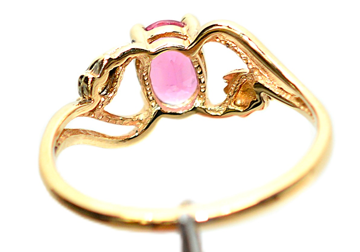 Natural Padparadscha Sapphire Ring 10K Solid Gold 1.00ct Gemstone Black Hills Gold Ring September Birthstone Ring Boho Leaf Nature Ring