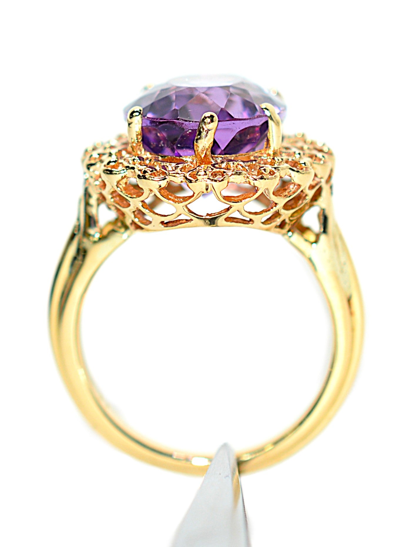 Natural Amethyst Ring 18K Solid Gold Ring 9.28ct Gemstone Ring Estate Statement Ring Cocktail Ring Purple Gemstone February Birthstone Ring
