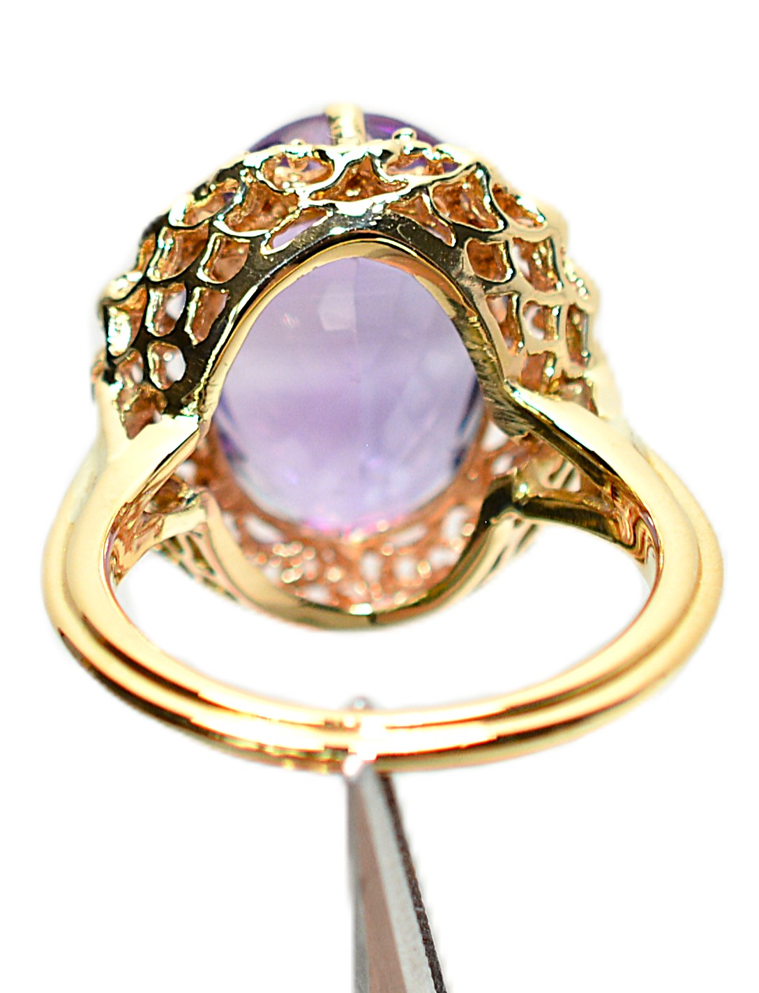 Natural Amethyst Ring 18K Solid Gold Ring 9.28ct Gemstone Ring Estate Statement Ring Cocktail Ring Purple Gemstone February Birthstone Ring