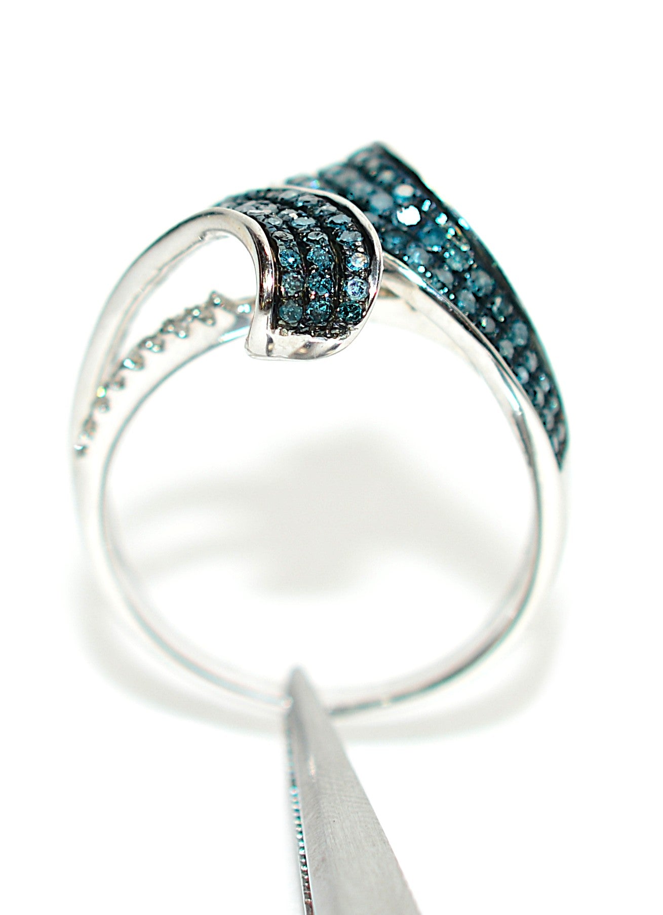 Fancy Blue Diamond Ring 10K White Gold .61tcw Gemstone Ring Cluster Ring Multistone Ring Blue Ring April Birthstone Statement Ring