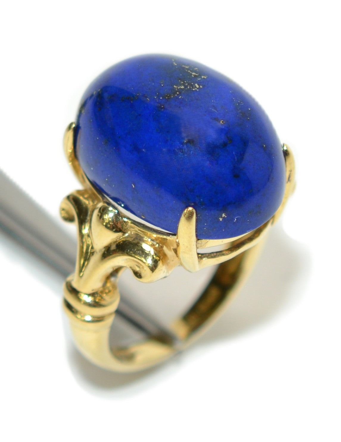 Natural Lapis Lazuli Ring 14K Solid Gold Solitaire Ring Gemstone Ring Blue Ring Cocktail Ring Ladies Ring Vintage Estate Jewelry