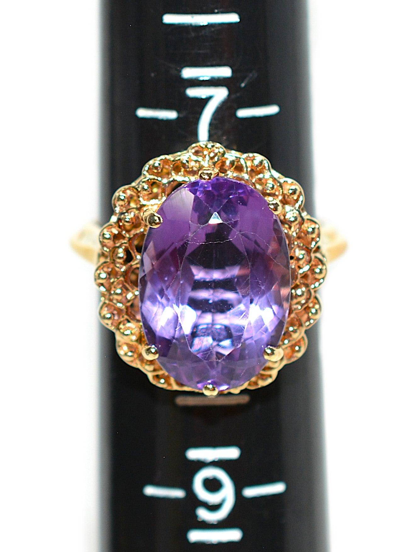 Natural Amethyst Ring 18K Solid Gold Ring 9.28ct Gemstone Ring Estate Statement Ring Cocktail Ring Purple Gemstone February Birthstone Ring