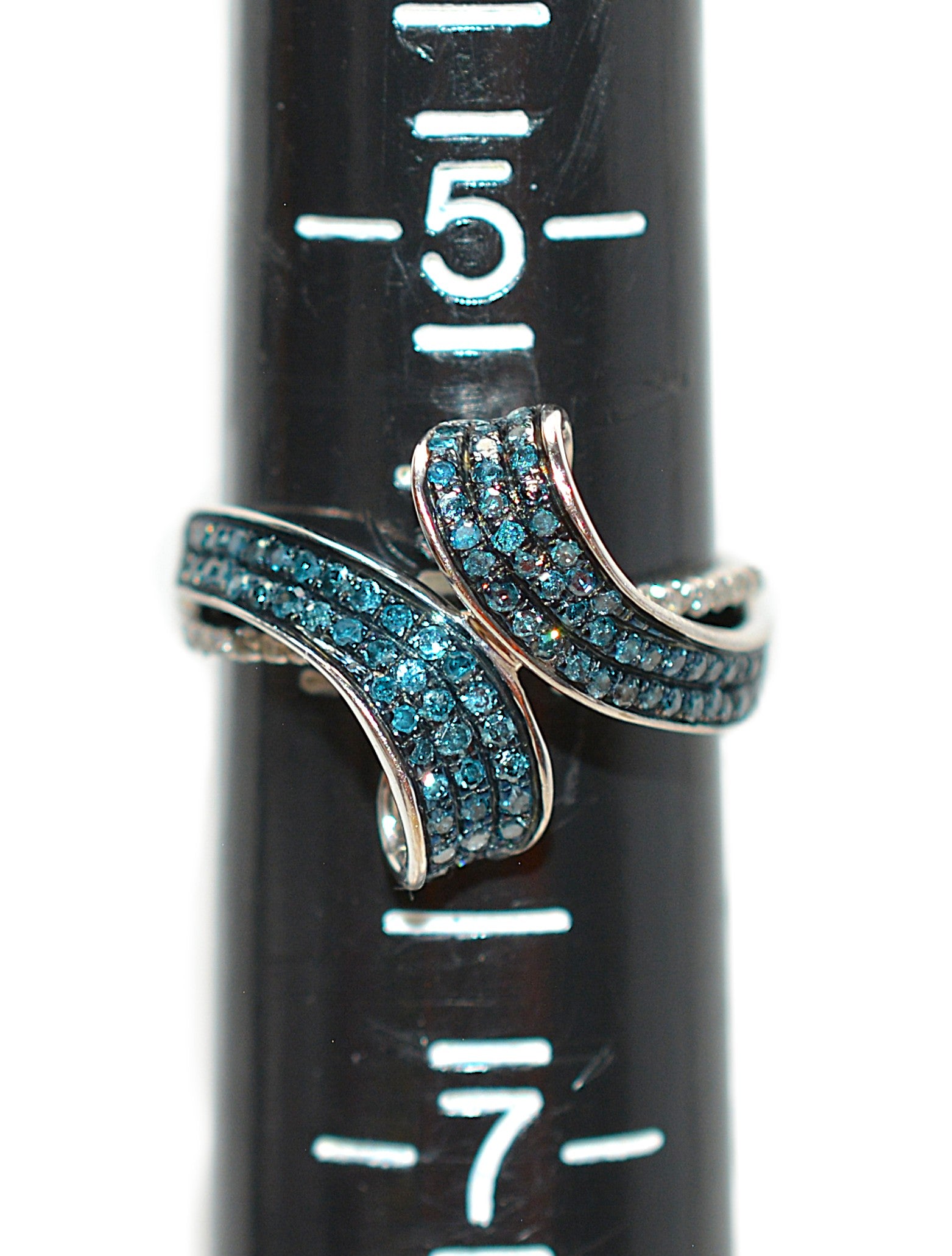 Fancy Blue Diamond Ring 10K White Gold .61tcw Gemstone Ring Cluster Ring Multistone Ring Blue Ring April Birthstone Statement Ring