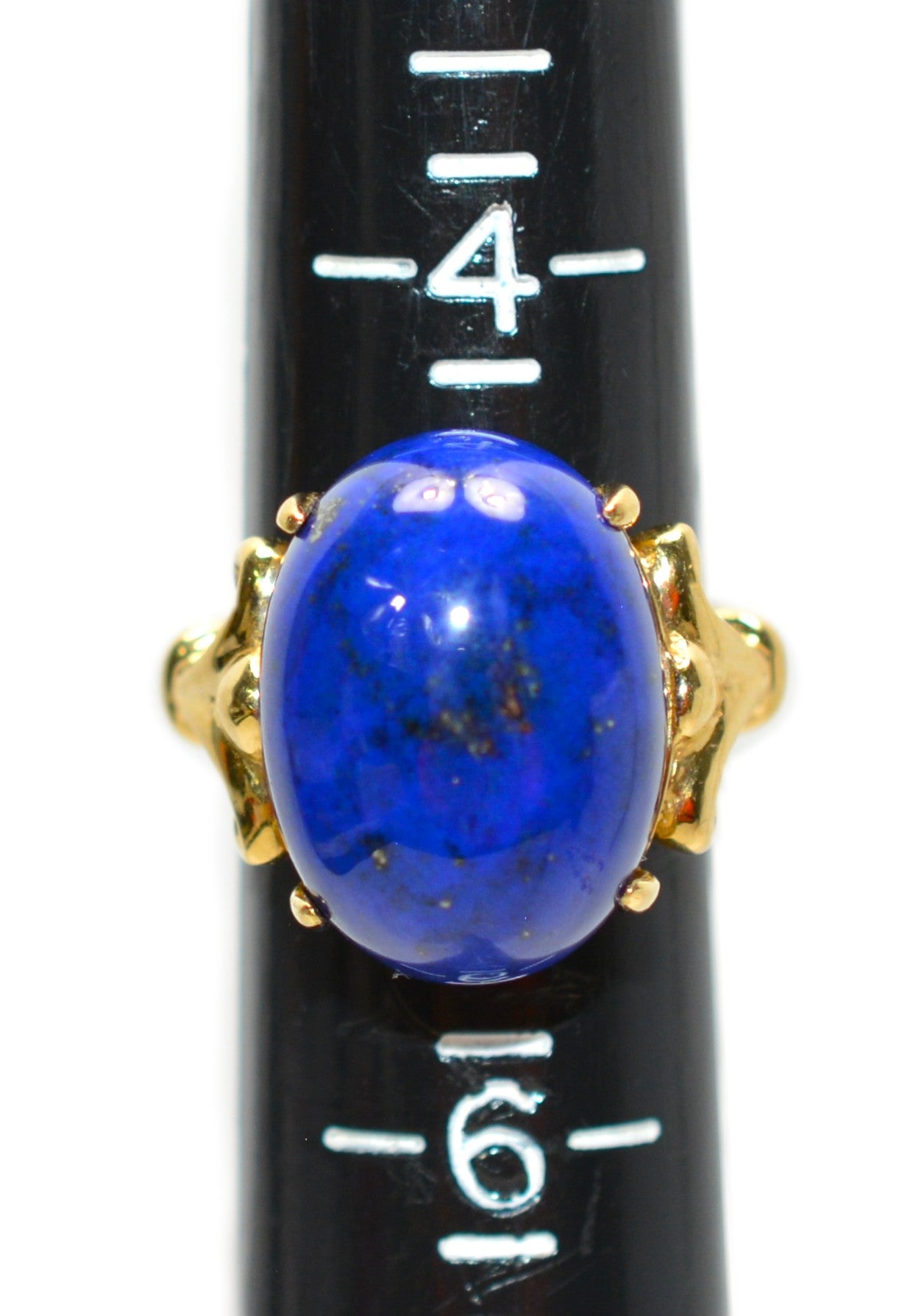 Natural Lapis Lazuli Ring 14K Solid Gold Solitaire Ring Gemstone Ring Blue Ring Cocktail Ring Ladies Ring Vintage Estate Jewelry