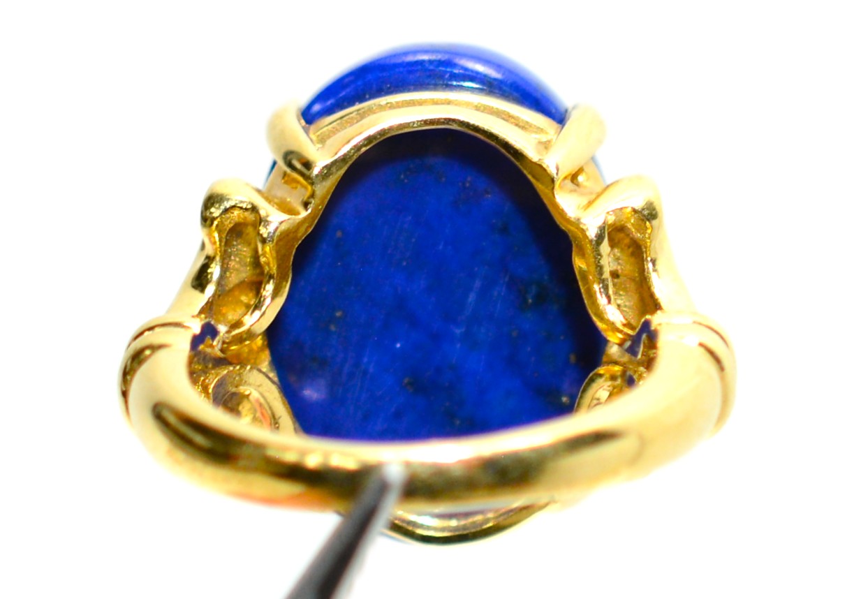 Natural Lapis Lazuli Ring 14K Solid Gold Solitaire Ring Gemstone Ring Blue Ring Cocktail Ring Ladies Ring Vintage Estate Jewelry