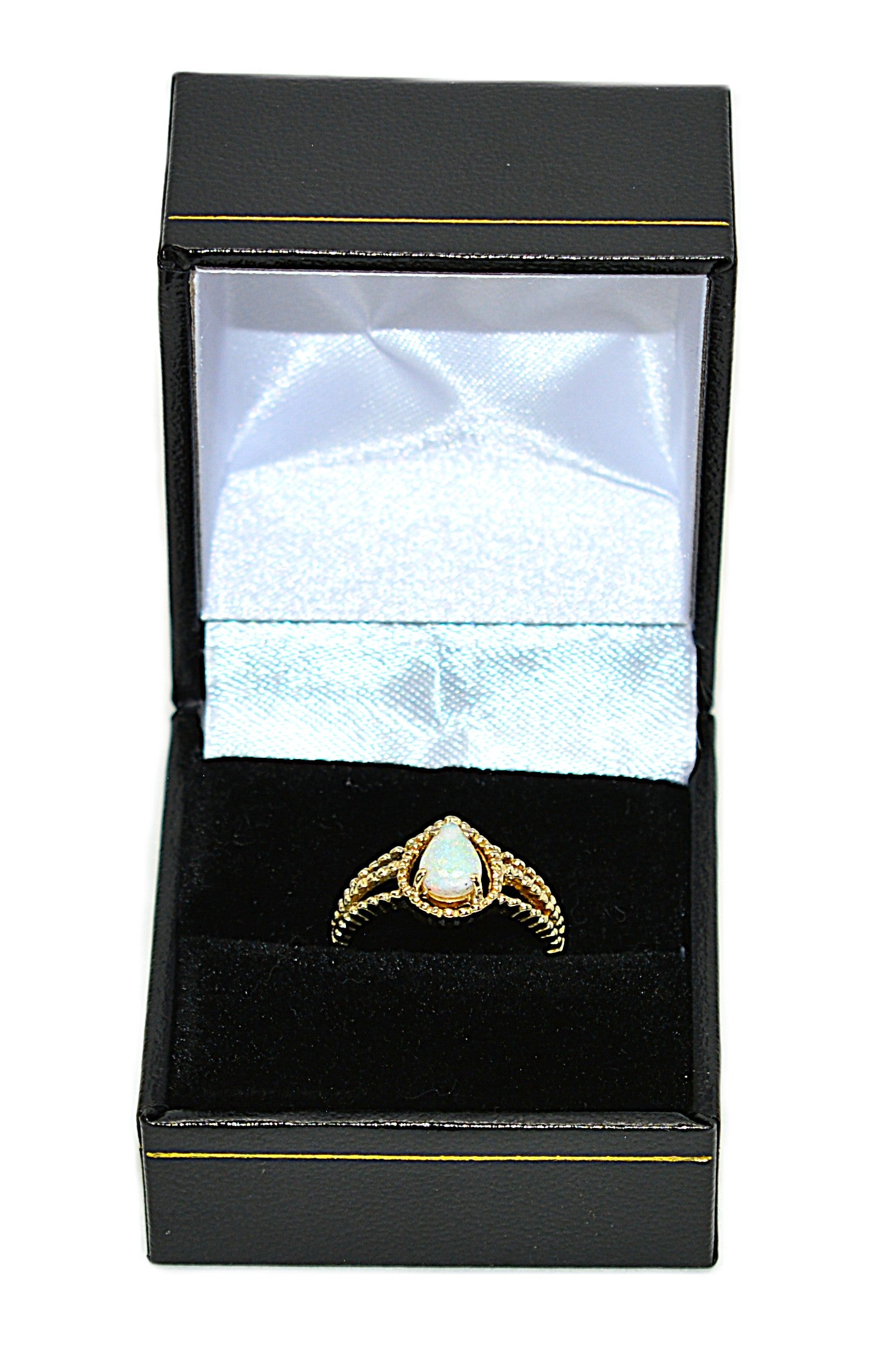 Natural Ethiopian Opal Ring 14K Yellow Gold October Birthstone Ring Vintage Estate Jewelry