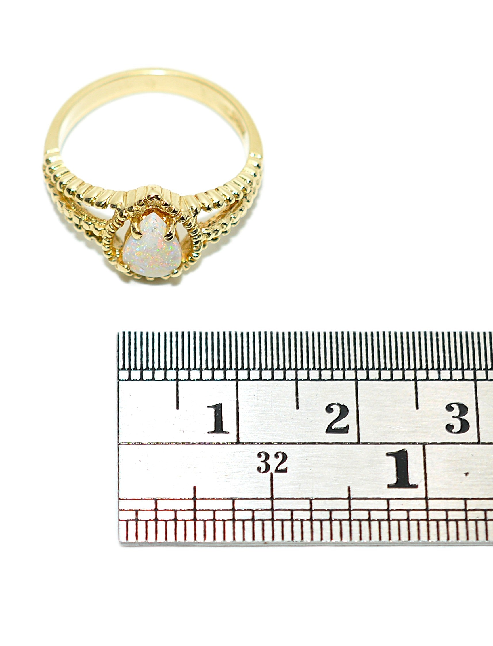 Natural Ethiopian Opal Ring 14K Yellow Gold October Birthstone Ring Vintage Estate Jewelry