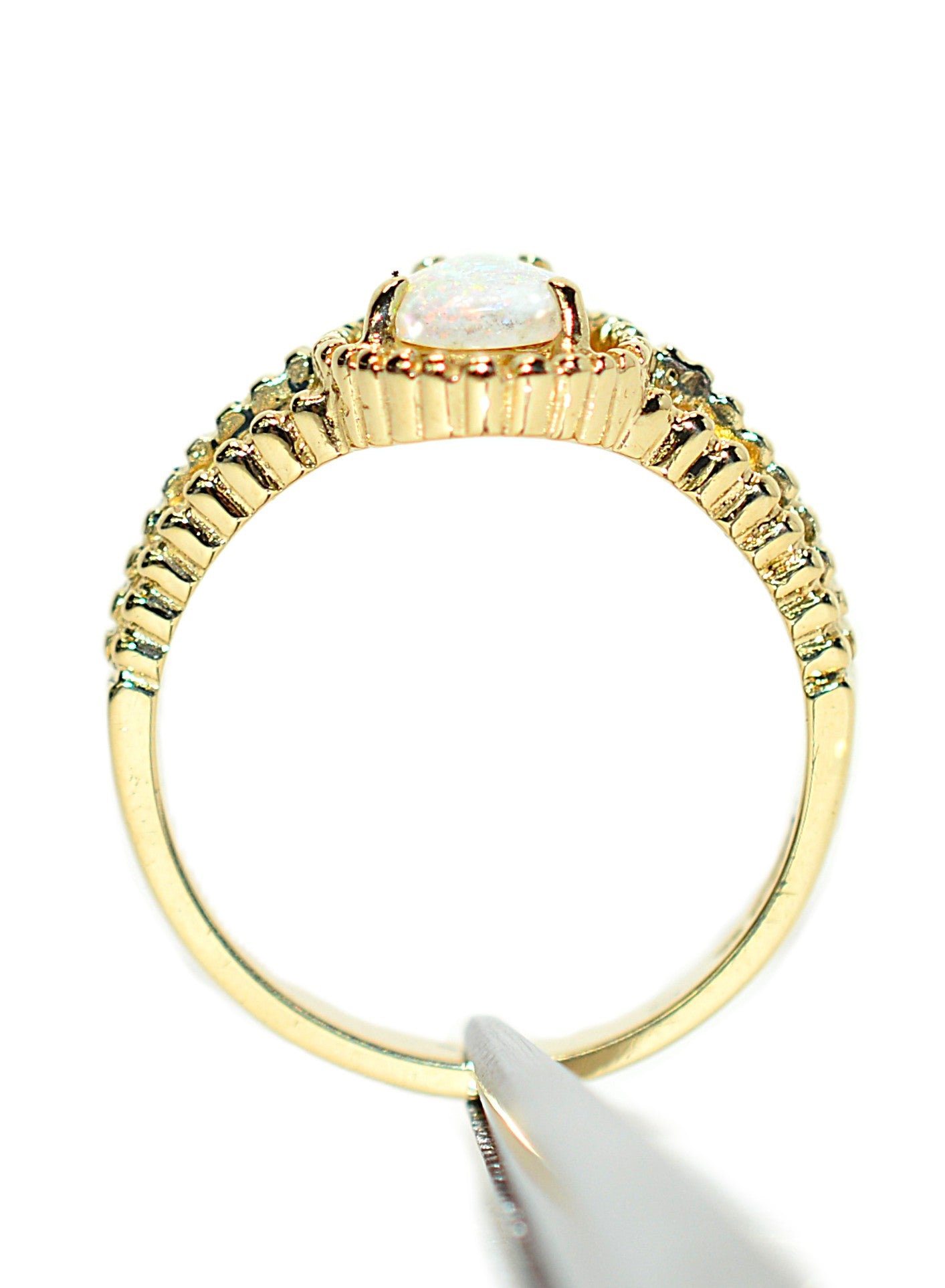 Natural Ethiopian Opal Ring 14K Yellow Gold October Birthstone Ring Vintage Estate Jewelry