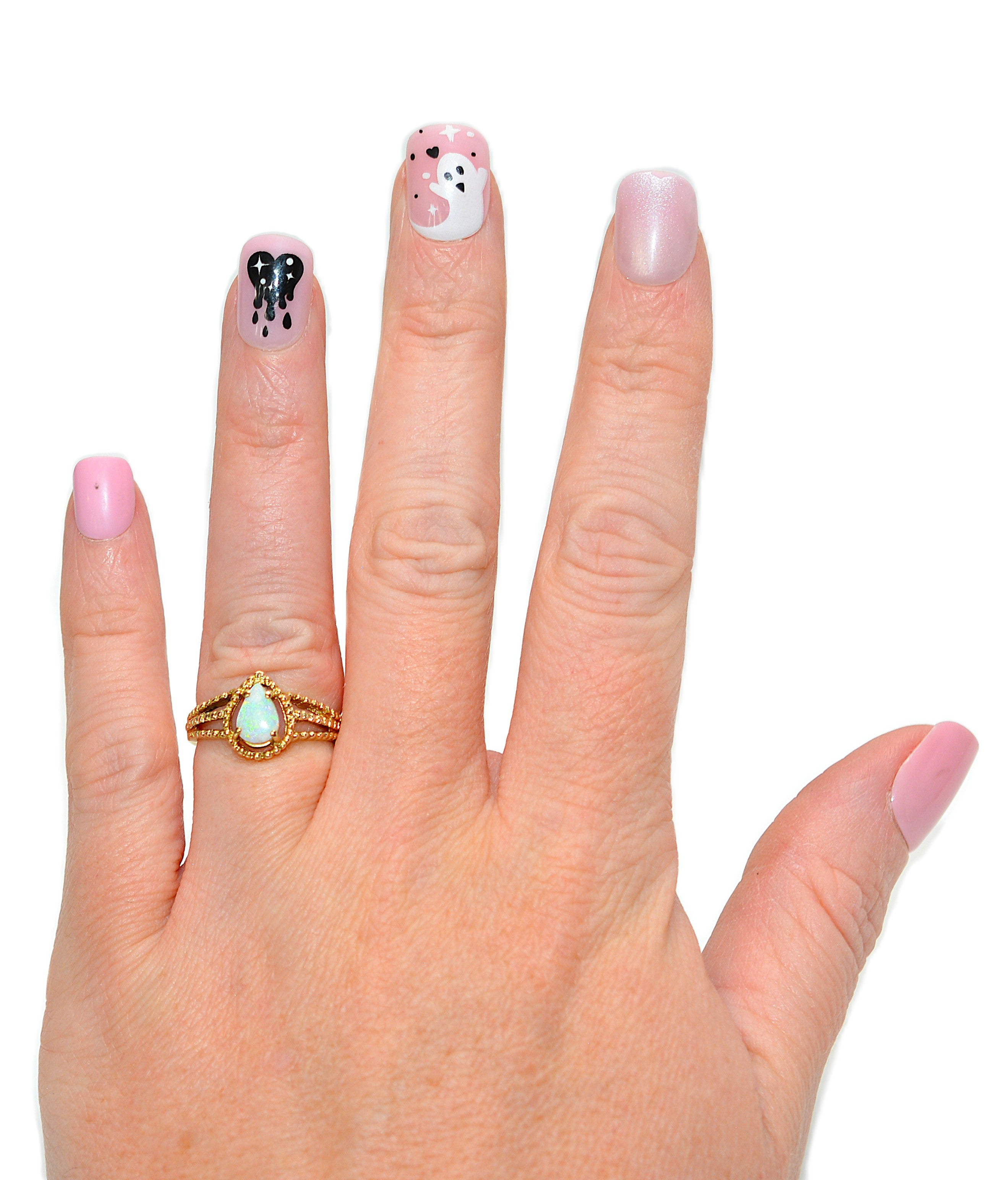 Natural Ethiopian Opal Ring 14K Yellow Gold October Birthstone Ring Vintage Estate Jewelry