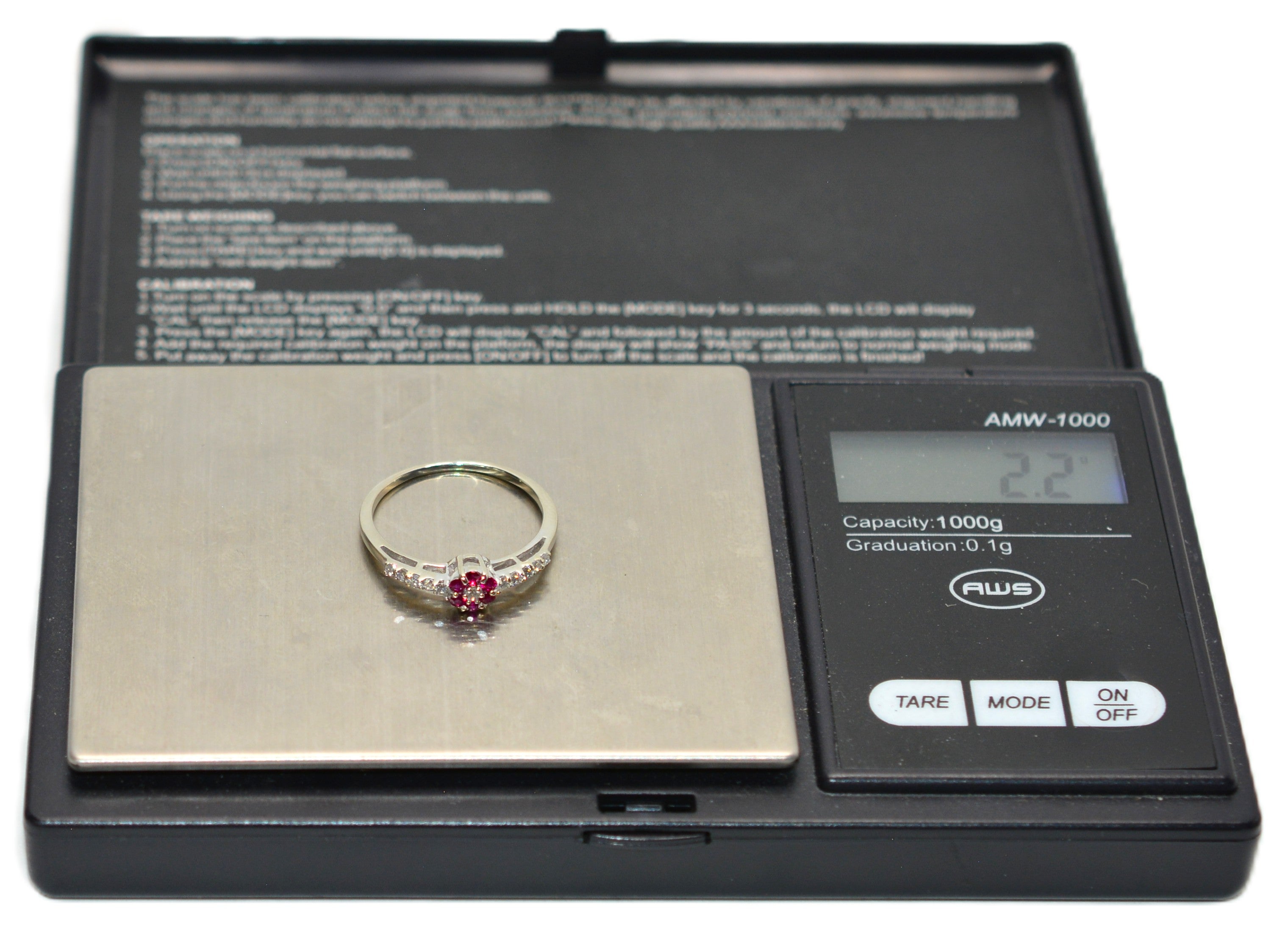 Natural Ruby & Diamond Ring 10K White Gold .29tcw July Birthstone Ring Flower Ring Vintage Estate Jewelry