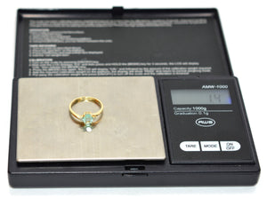 Natural Paraiba Tourmaline & Diamond Ring 10K Solid Gold .64tcw Fine Gemstone Women's Ring Estate Jewelry Birthstone Jewellery Vintage Ring