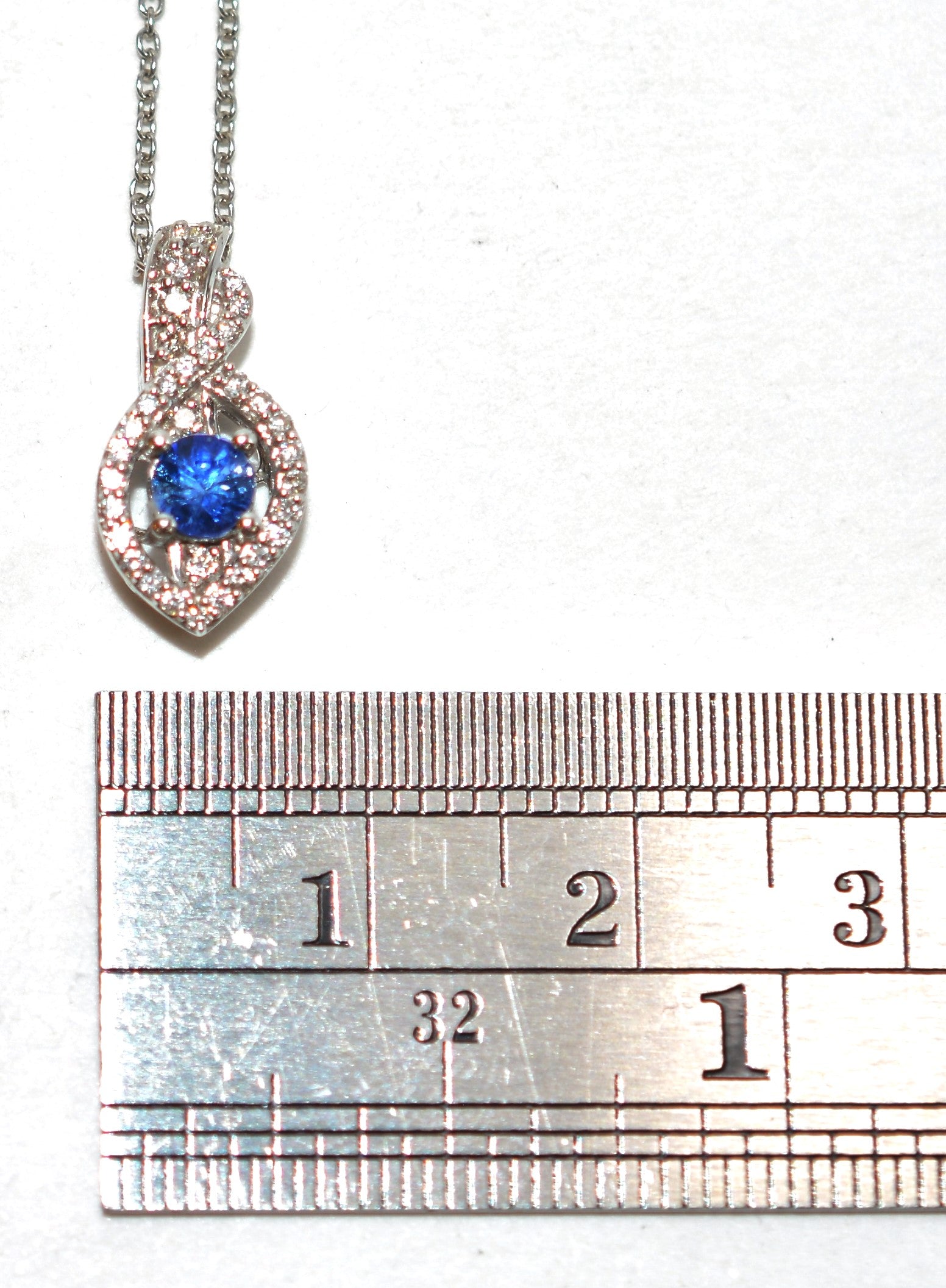 LeVian Natural Ceylon Sapphire & Diamond Necklace 14K White Gold .42tcw Sapphire Pendant Ceylon Birthstone Designer Estate Women's Necklace