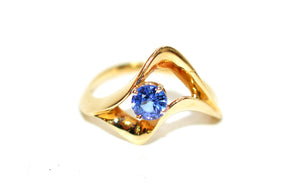 Natural Tanzanite Ring 14K Solid Gold .50ct Solitaire Ring Vintage Ladies Womens Estate December Birthstone Violet Fine Statement Jewellery