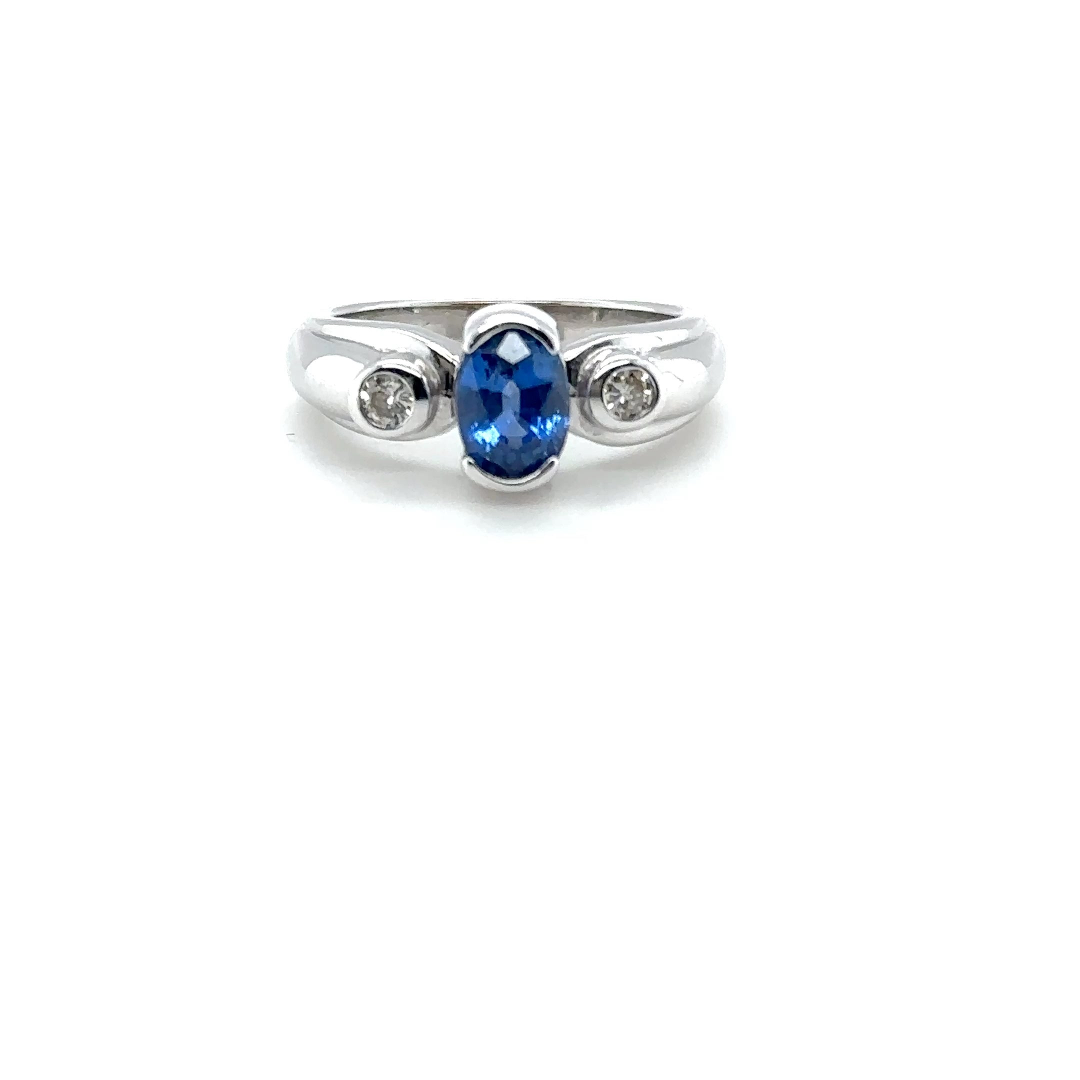 LeVian Natural Ceylon Sapphire & Diamond Ring 14K White Gold 1.44tcw Blue Ring Engagement Ring Bridal Jewelry Statement Ring September Birthstone