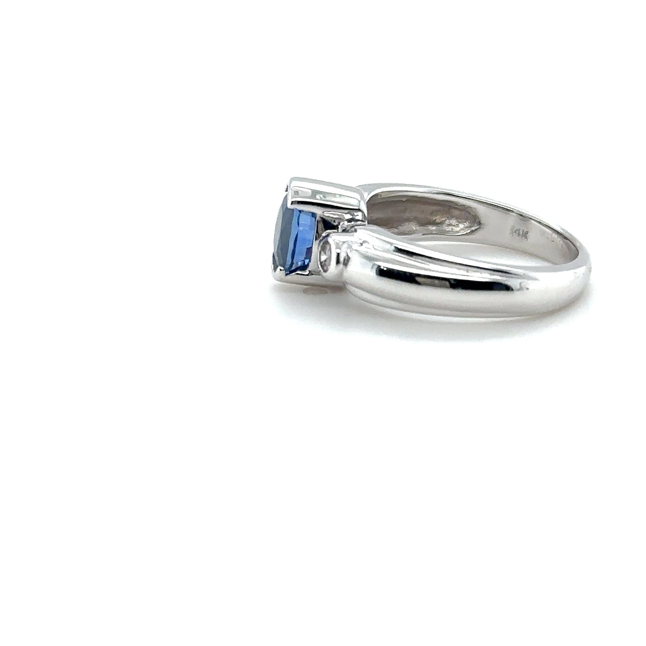 LeVian Natural Ceylon Sapphire & Diamond Ring 14K White Gold 1.44tcw Blue Ring Engagement Ring Bridal Jewelry Statement Ring September Birthstone
