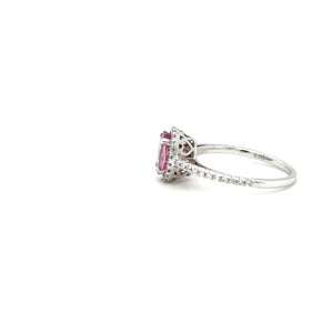 Natural Padparadscha Sapphire & Diamond Ring 14K White Gold 1.40tcw Engagement Wedding Bridal Jewelry Pave Ring Bridal Promise Ring Pink Gem