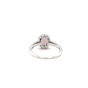 Natural Padparadscha Sapphire & Diamond Ring 14K White Gold 1.40tcw Engagement Wedding Bridal Jewelry Pave Ring Bridal Promise Ring Pink Gem