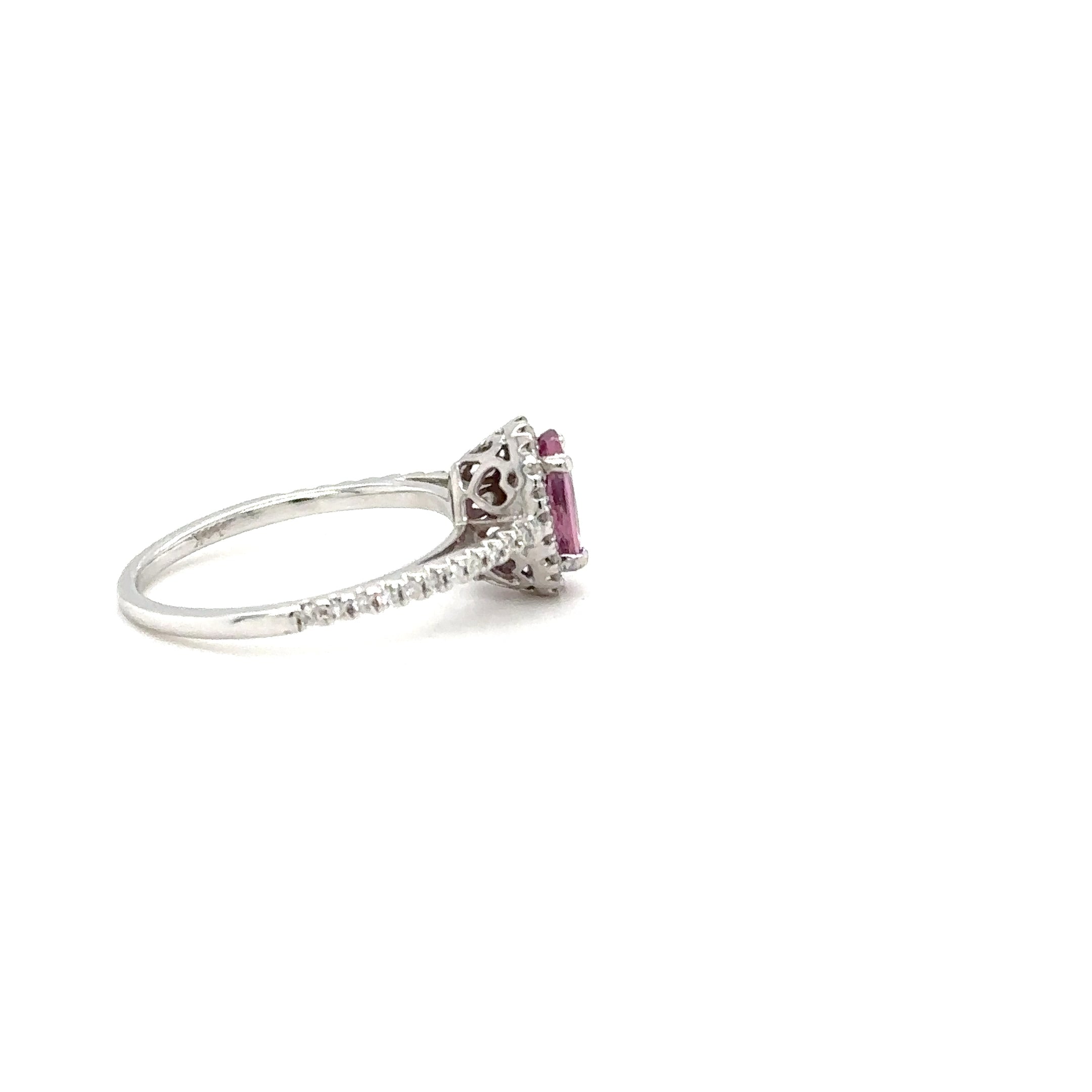 Natural Padparadscha Sapphire & Diamond Ring 14K White Gold 1.40tcw Engagement Wedding Bridal Jewelry Pave Ring Bridal Promise Ring Pink Gem