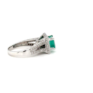 Natural Colombian Emerald & Diamond Ring 14K White Gold 2.37tcw Engagement Ring Statement Ring Wedding Ring May Birthstone Bridal Jewelry