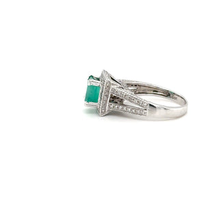 Natural Colombian Emerald & Diamond Ring 14K White Gold 2.37tcw Engagement Ring Statement Ring Wedding Ring May Birthstone Bridal Jewelry