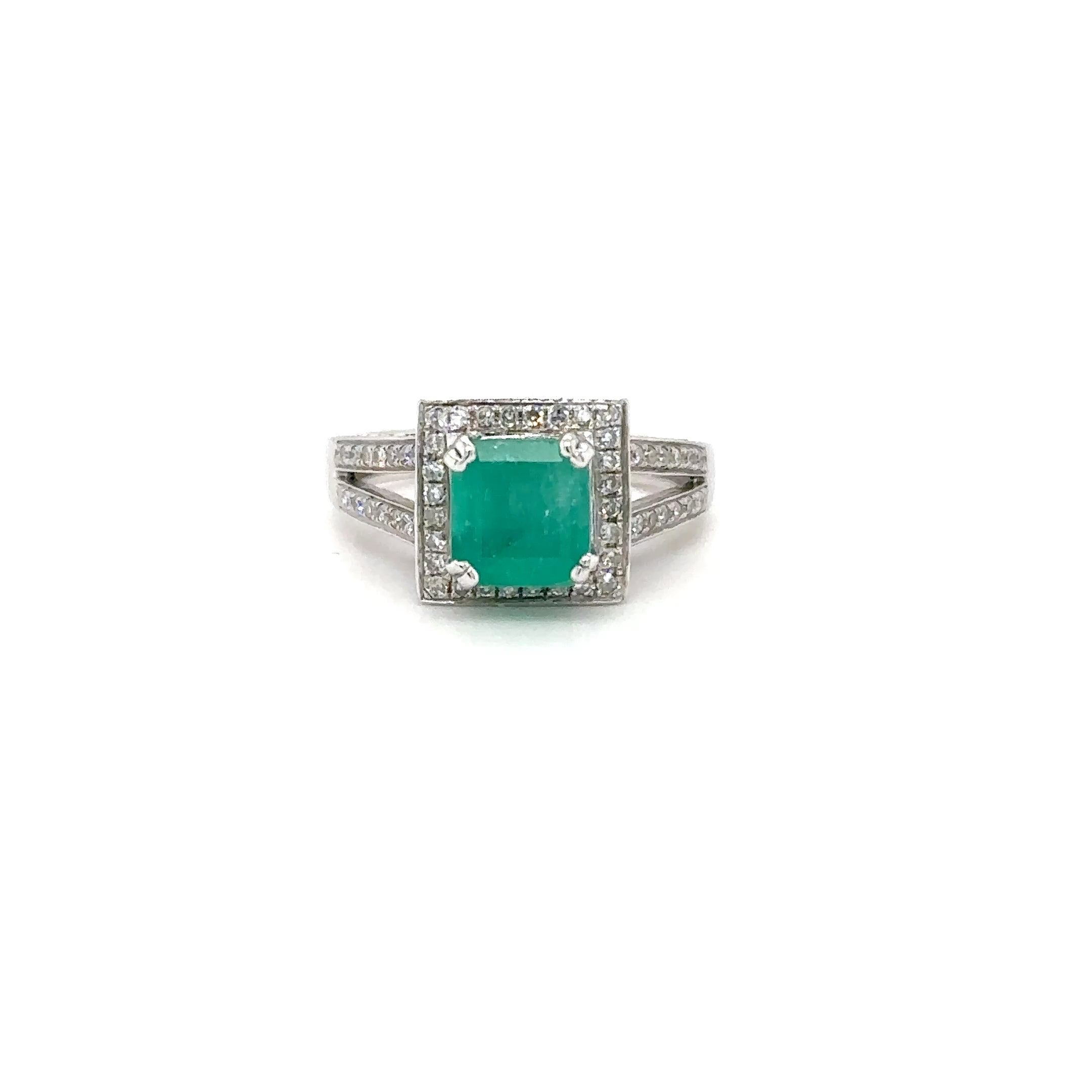 Natural Colombian Emerald & Diamond Ring 14K White Gold 2.37tcw Engagement Ring Statement Ring Wedding Ring May Birthstone Bridal Jewelry