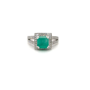 Natural Colombian Emerald & Diamond Ring 14K White Gold 2.37tcw Engagement Ring Statement Ring Wedding Ring May Birthstone Bridal Jewelry