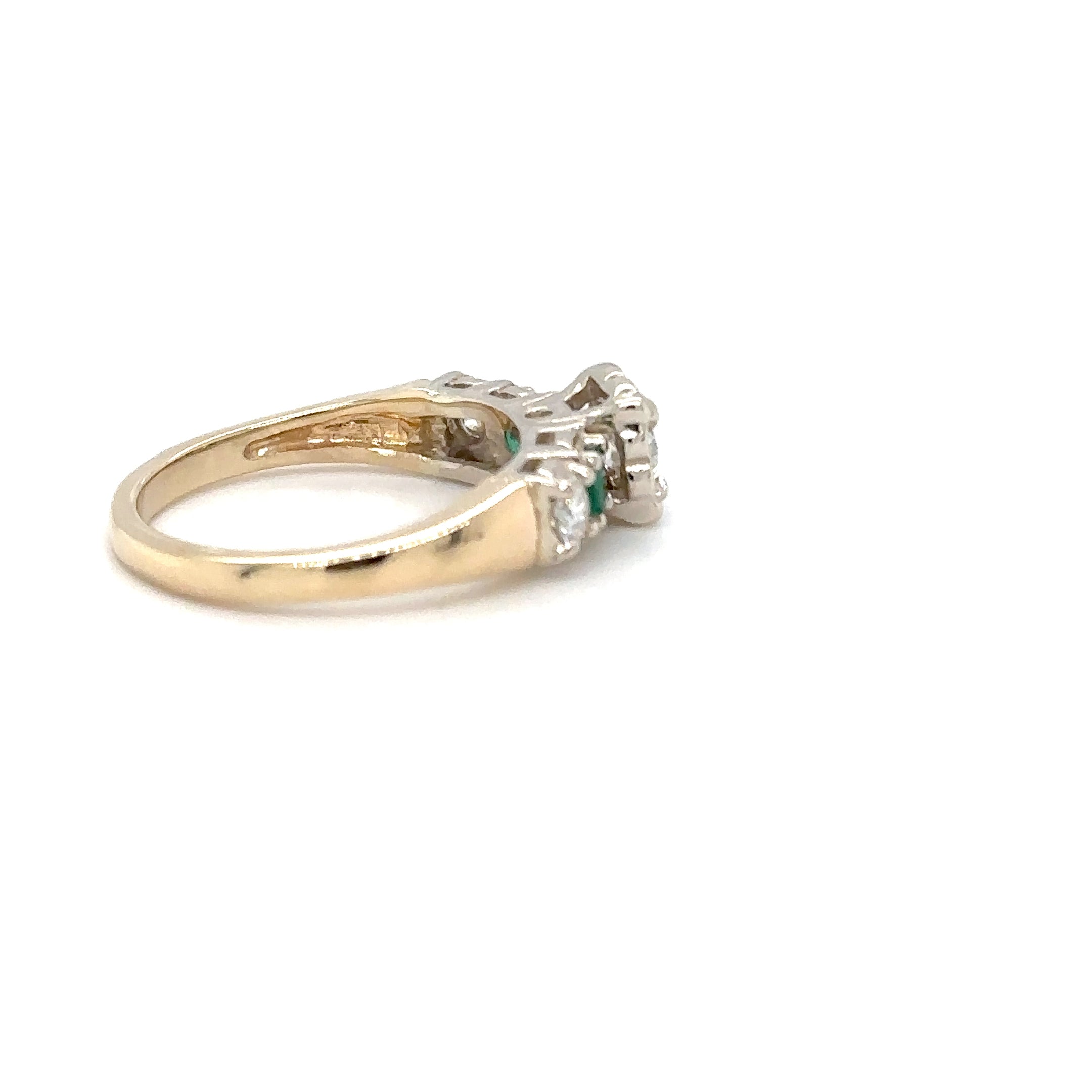 Natural Diamond & Colombian Emerald Ring 14K Solid Gold .64tcw Engagement Ring Statement Ring Vintage Ring Wedding Ring May Birthstone Ring