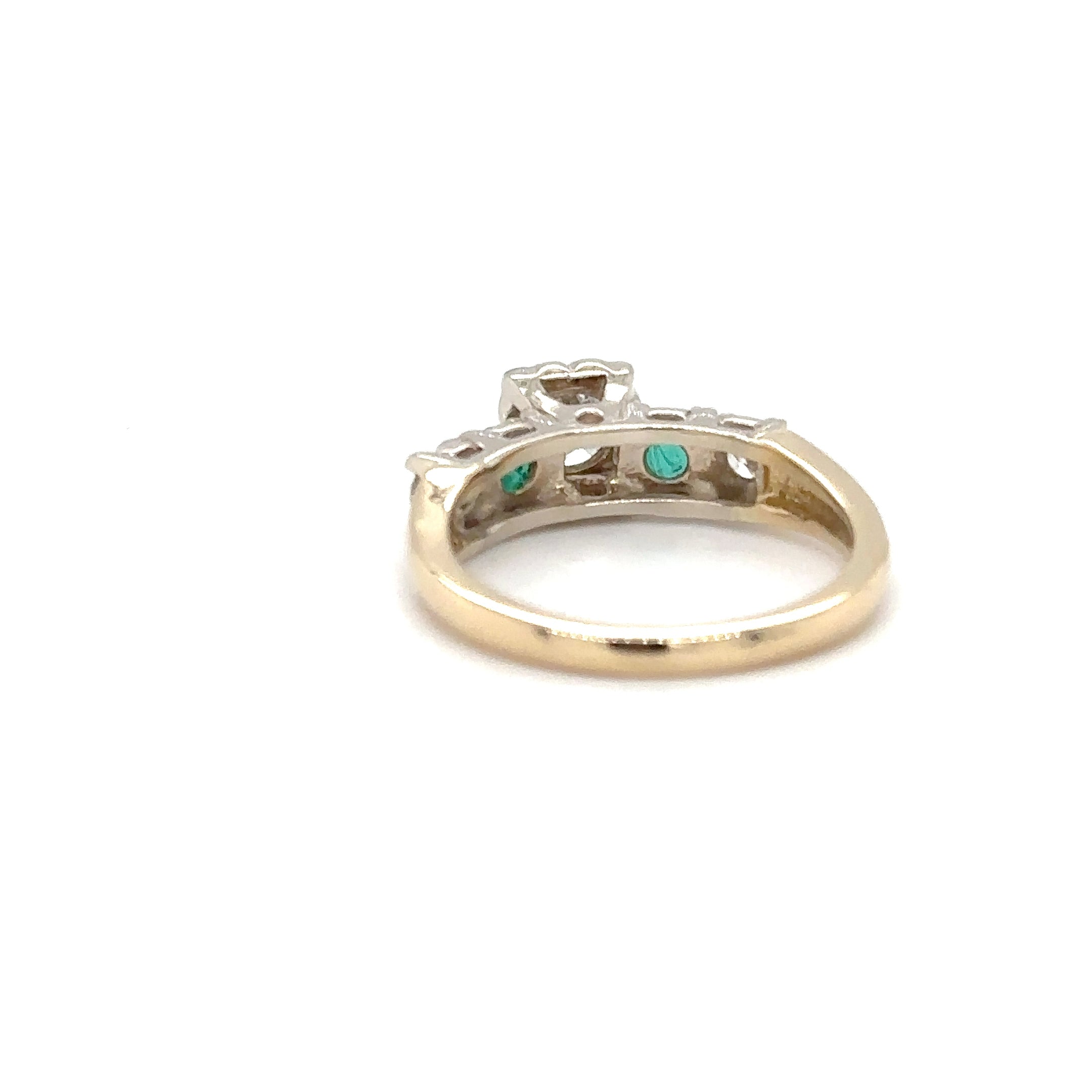 Natural Diamond & Colombian Emerald Ring 14K Solid Gold .64tcw Engagement Ring Statement Ring Vintage Ring Wedding Ring May Birthstone Ring