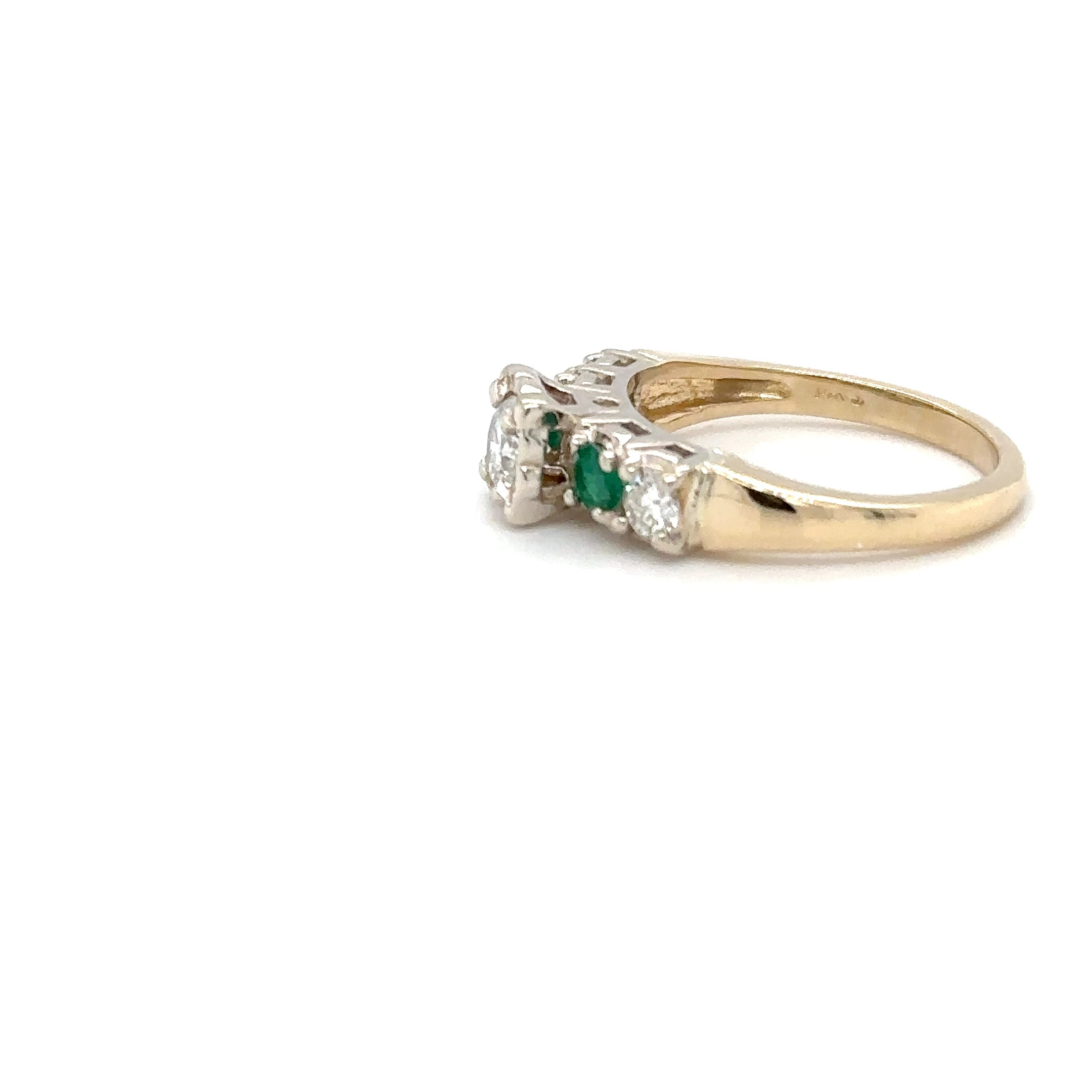 Natural Diamond & Colombian Emerald Ring 14K Solid Gold .64tcw Engagement Ring Statement Ring Vintage Ring Wedding Ring May Birthstone Ring