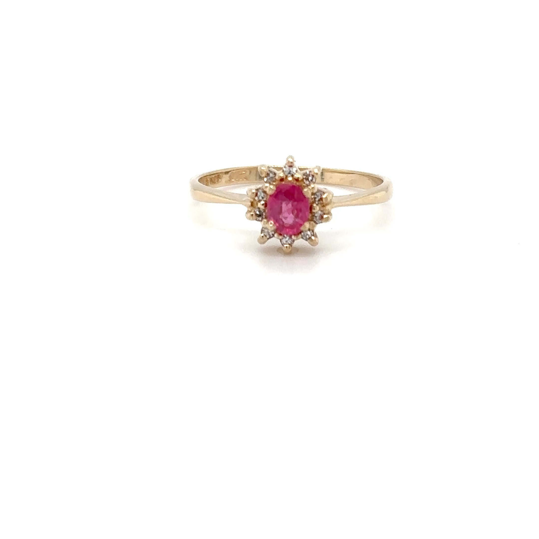Natural Ruby & Diamond Ring 14K Solid Gold .45tcw Gemstone Ring Birthstone Ring Red Ring Vintage Ring Estate Jewelry Fine Jewellery