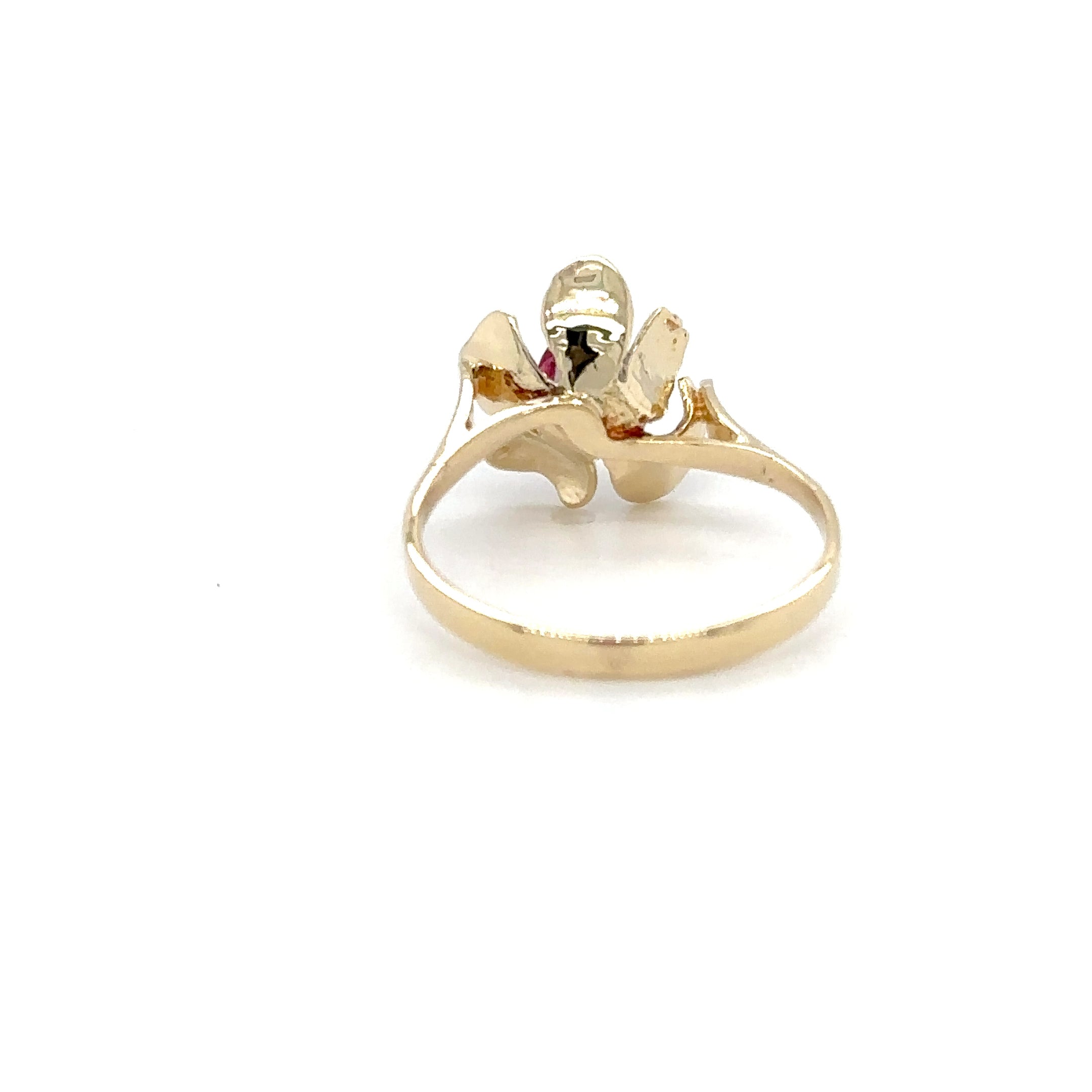 Natural Ruby Ring 14K Solid Gold .27ct Solitaire Ring Flower Ring July Birthstone Ring Floral Ring Red Ring Ladies Ring Women's Ring Vintage