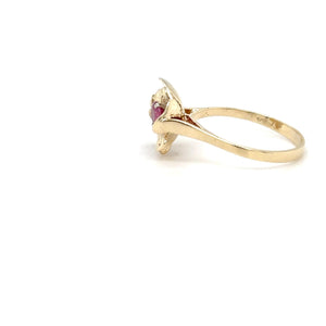 Natural Ruby Ring 14K Solid Gold .27ct Solitaire Ring Flower Ring July Birthstone Ring Floral Ring Red Ring Ladies Ring Women's Ring Vintage
