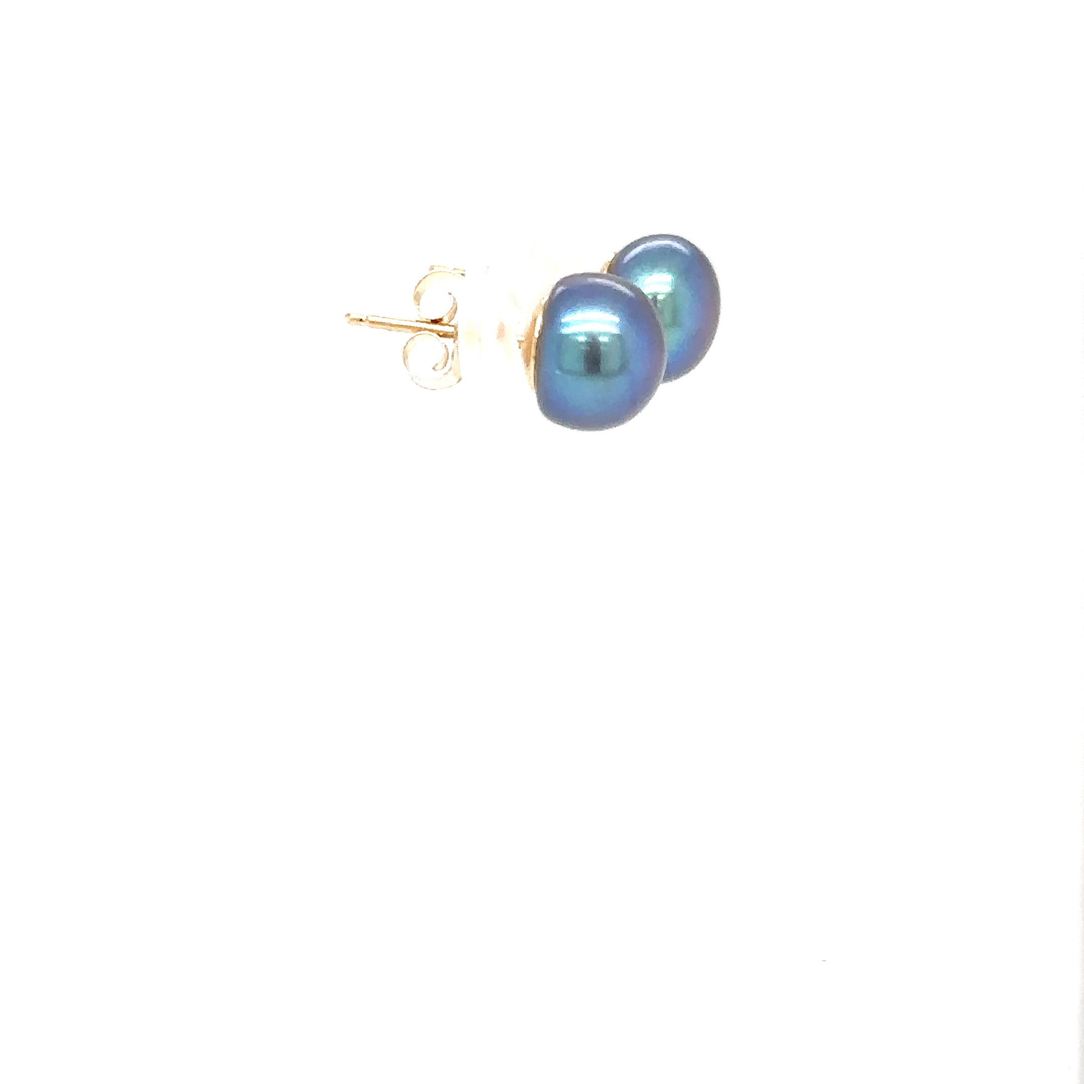Natural Tahitian Pearl Earrings 14K Gold Earrings Solitaire Earrings Stud Earrings Vintage Estate October Birthstone Gray Pearl Jewelry