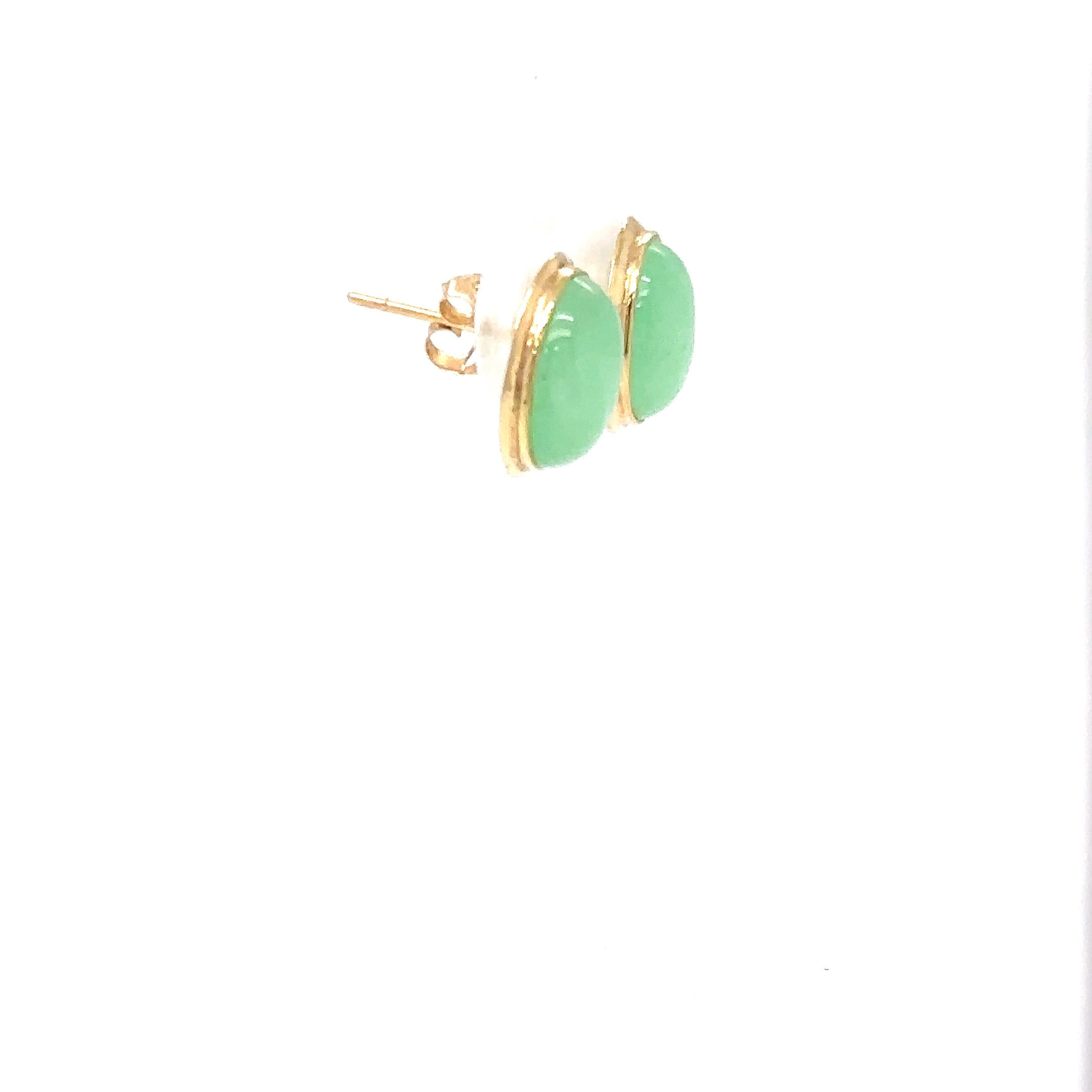 Natural Jade Earrings 14K Solid Gold Earrings Stud Earrings Fine Green Gemstone Statement Earrings Cocktail Earrings Birthstone Jadeite