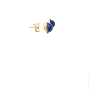 Natural Lapis Lazuli Earrings 14K Solid Gold Earrings Statement Earrings Vintage Earrings Stud Earrings Stud Earrings Fine Estate Earrings