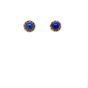 Natural Lapis Lazuli Earrings 14K Solid Gold Earrings Statement Earrings Vintage Earrings Stud Earrings Stud Earrings Fine Estate Earrings