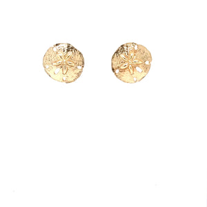 14K Solid Gold Earrings Sand Dollar Seashell Earrings Stud Earrings Beach Nautical Coastal Jewelry Mermaid Earrings Statement Earrings