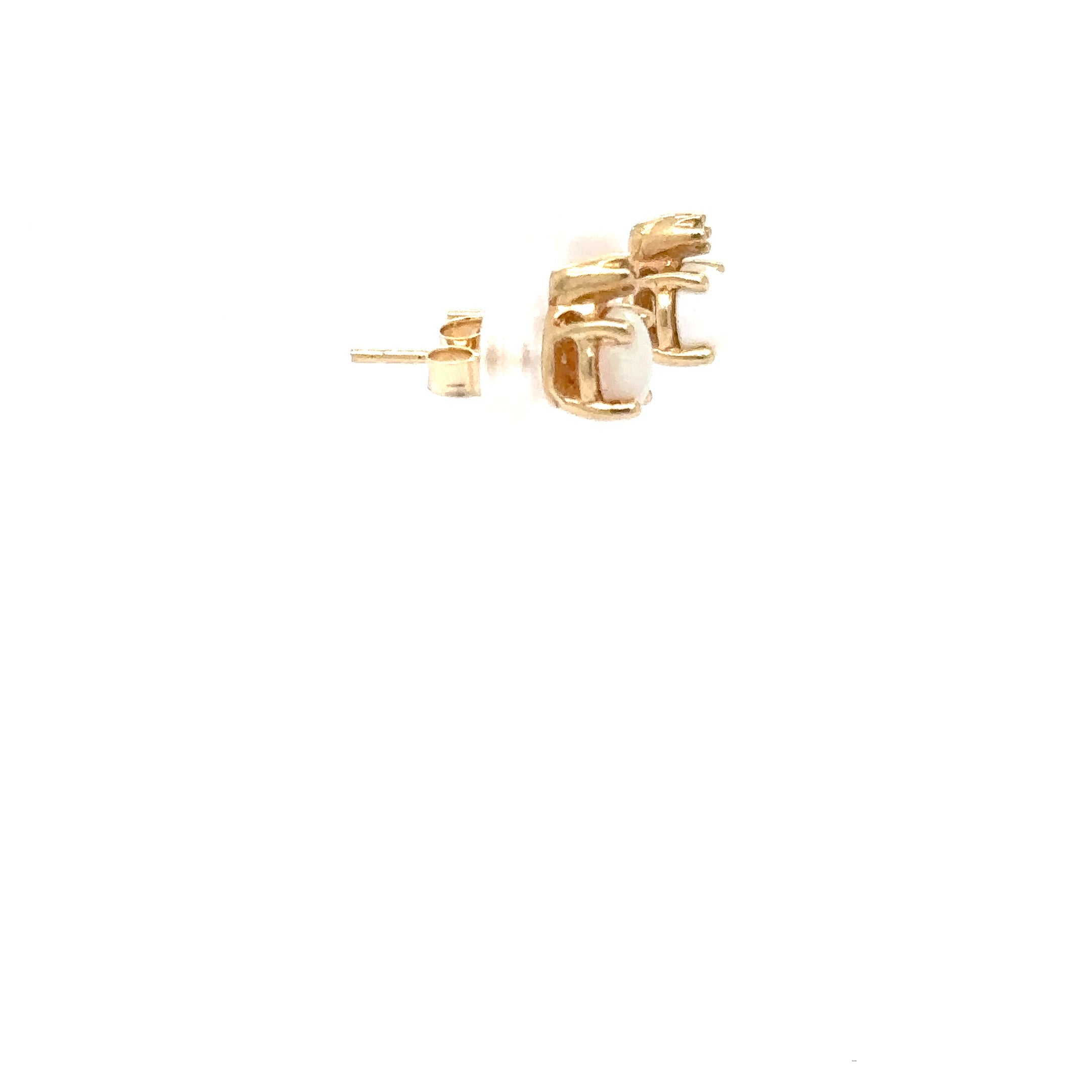 Natural Ethiopian Welo Opal & Diamond Earrings 14K Gold .02tcw Earrings Statement Earrings Stud Earrings Vintage Earrings Estate Jewelry Fine Jewellery