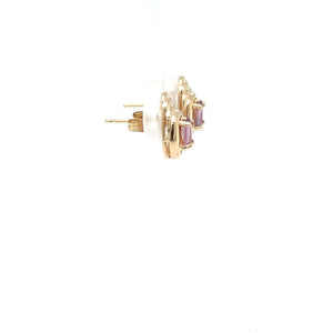 Natural Padparadscha Sapphire Earrings 14K Gold .46tcw Stud Earrings Pink Sapphire Earrings September Birthstone Earrings Solitaire Ceylon