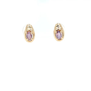 Natural Padparadscha Sapphire Earrings 14K Gold .46tcw Stud Earrings Pink Sapphire Earrings September Birthstone Earrings Solitaire Ceylon
